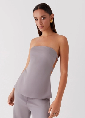 Soft Shell Material No Wrinkle Enchanted Loving Strapless Top - Grey