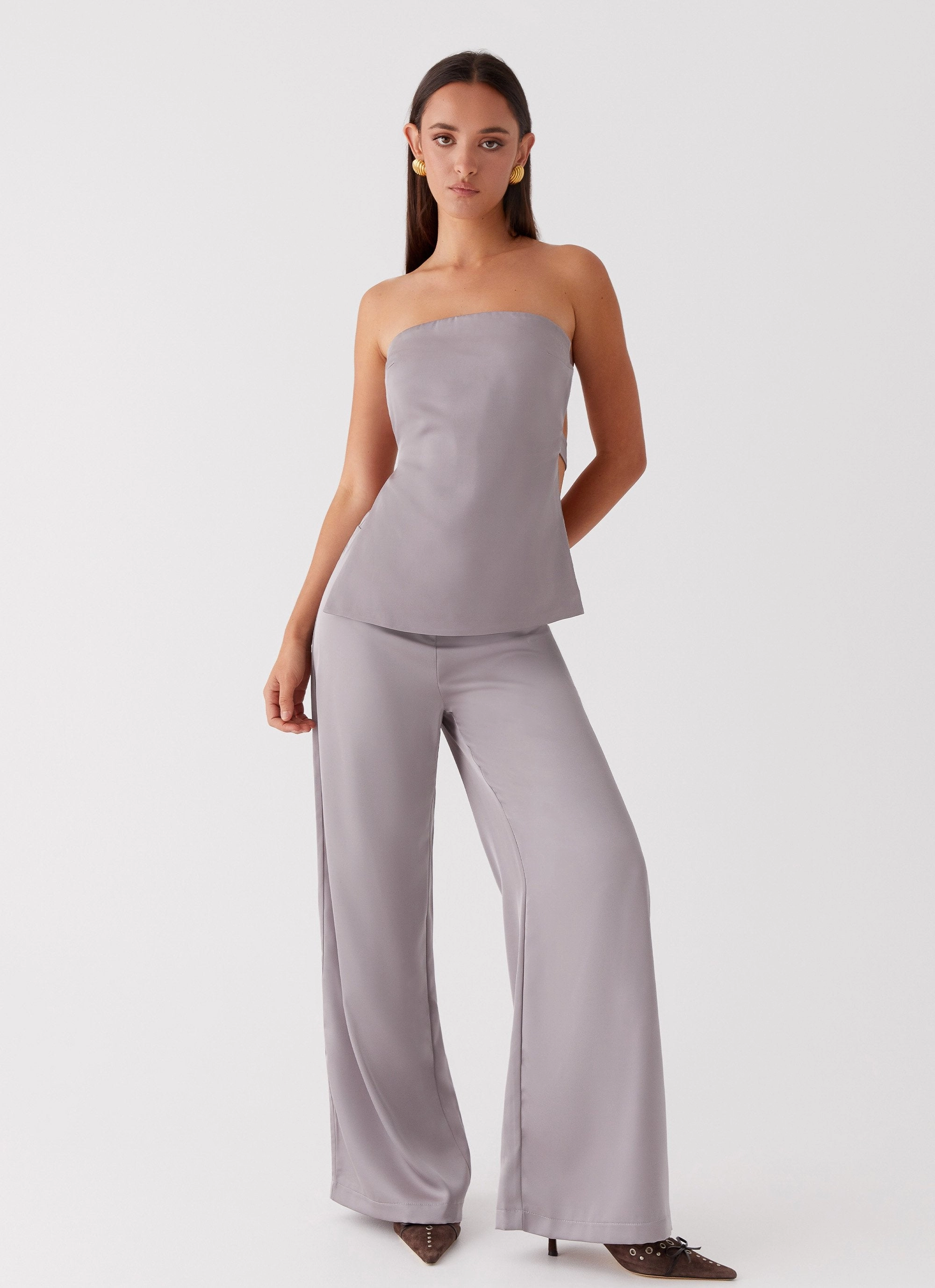 Enchanted Loving Strapless Top - Grey Green Material BondedSeams