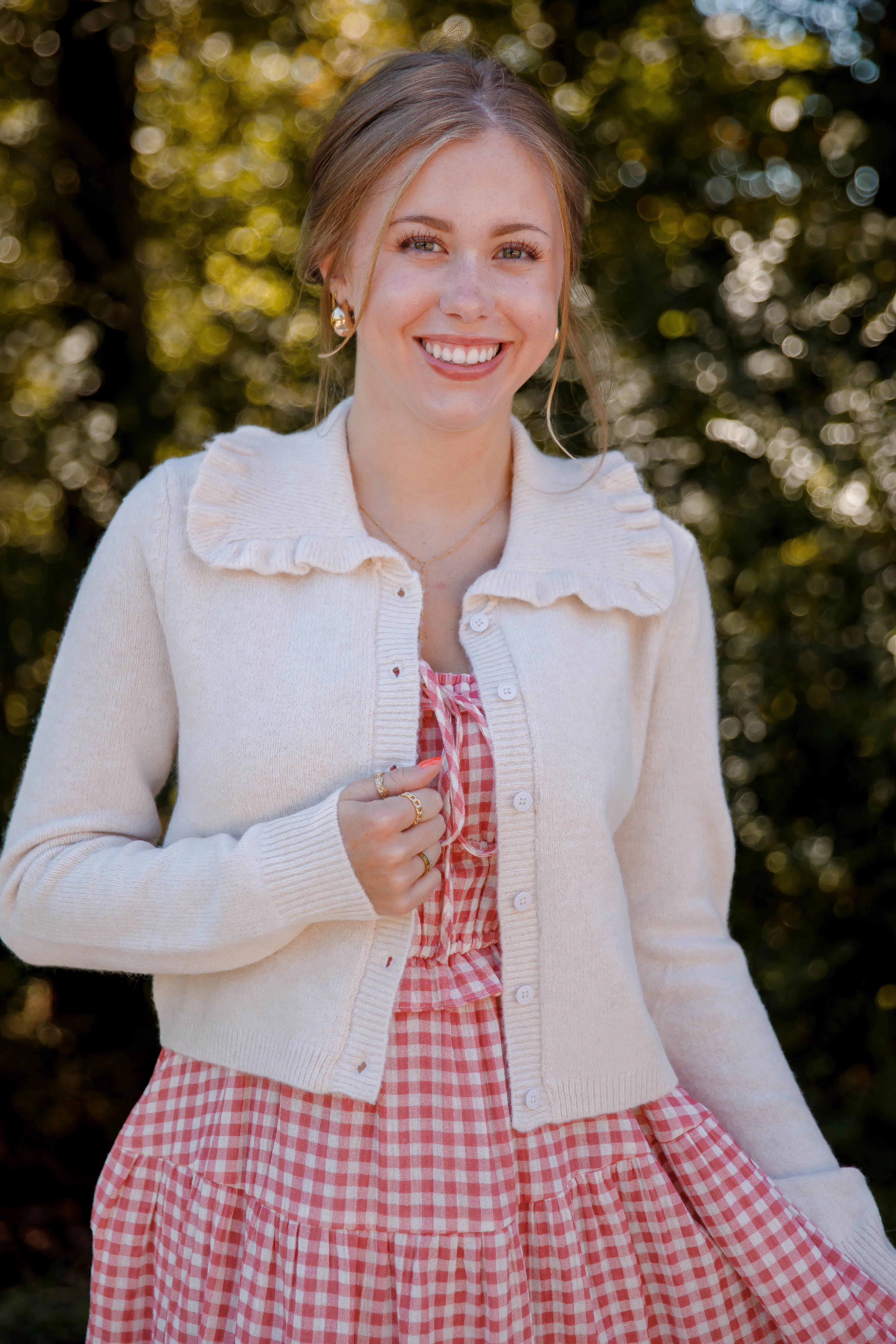 Frills and Thrills Cardigan-Beige Comfortable fit
