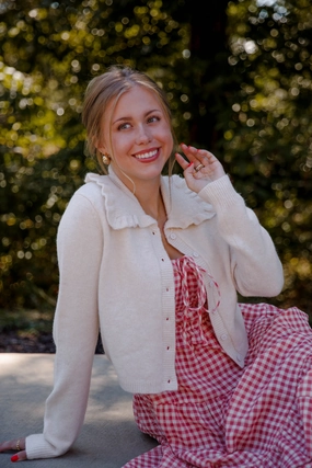 Comfy Layer Regular Fit Frills and Thrills Cardigan-Beige