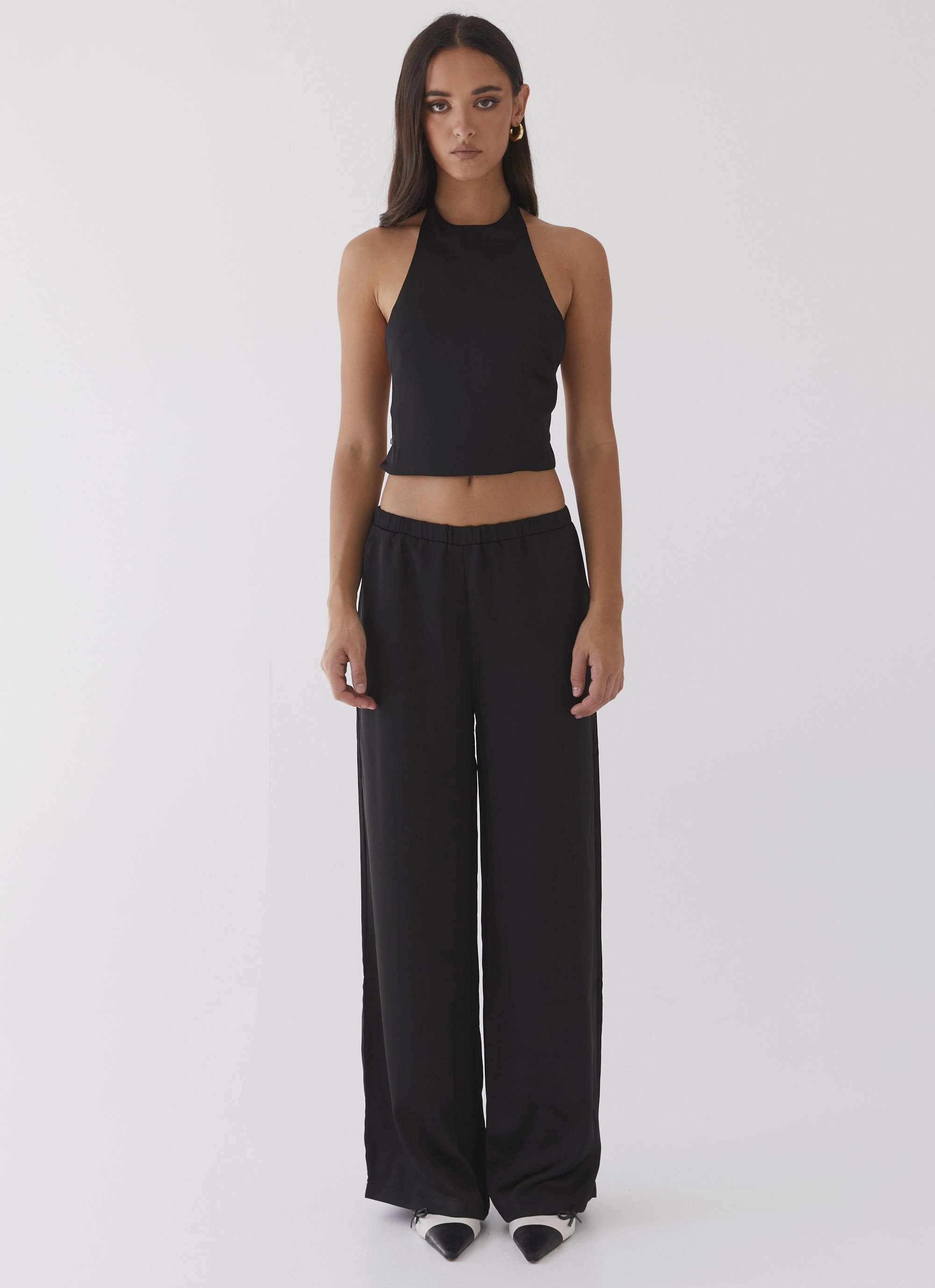Temperature Control Technology AntiPilling Technology Bree Satin Halterneck Top - Black