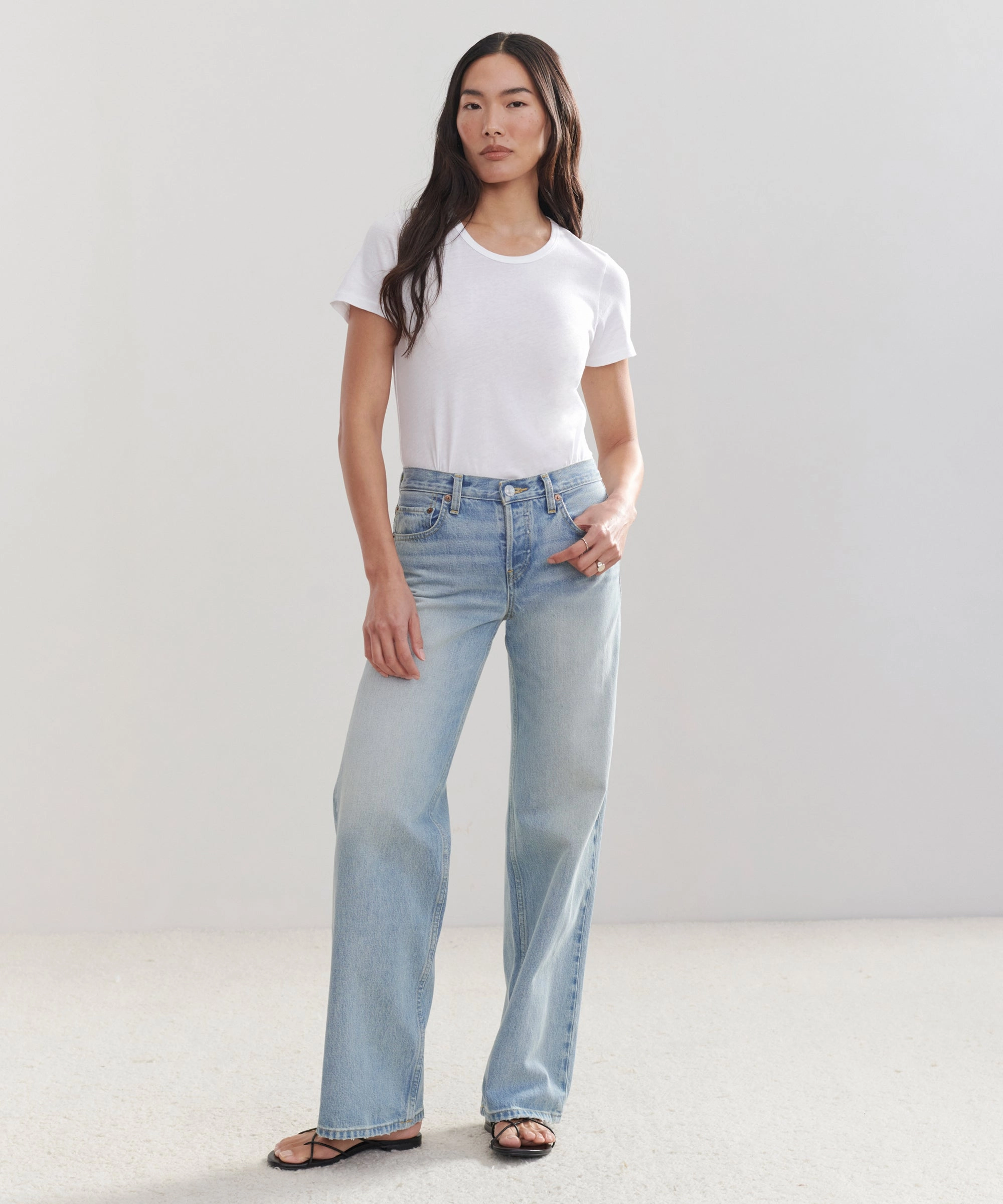 Mid Rise Wide Leg Reflective accents