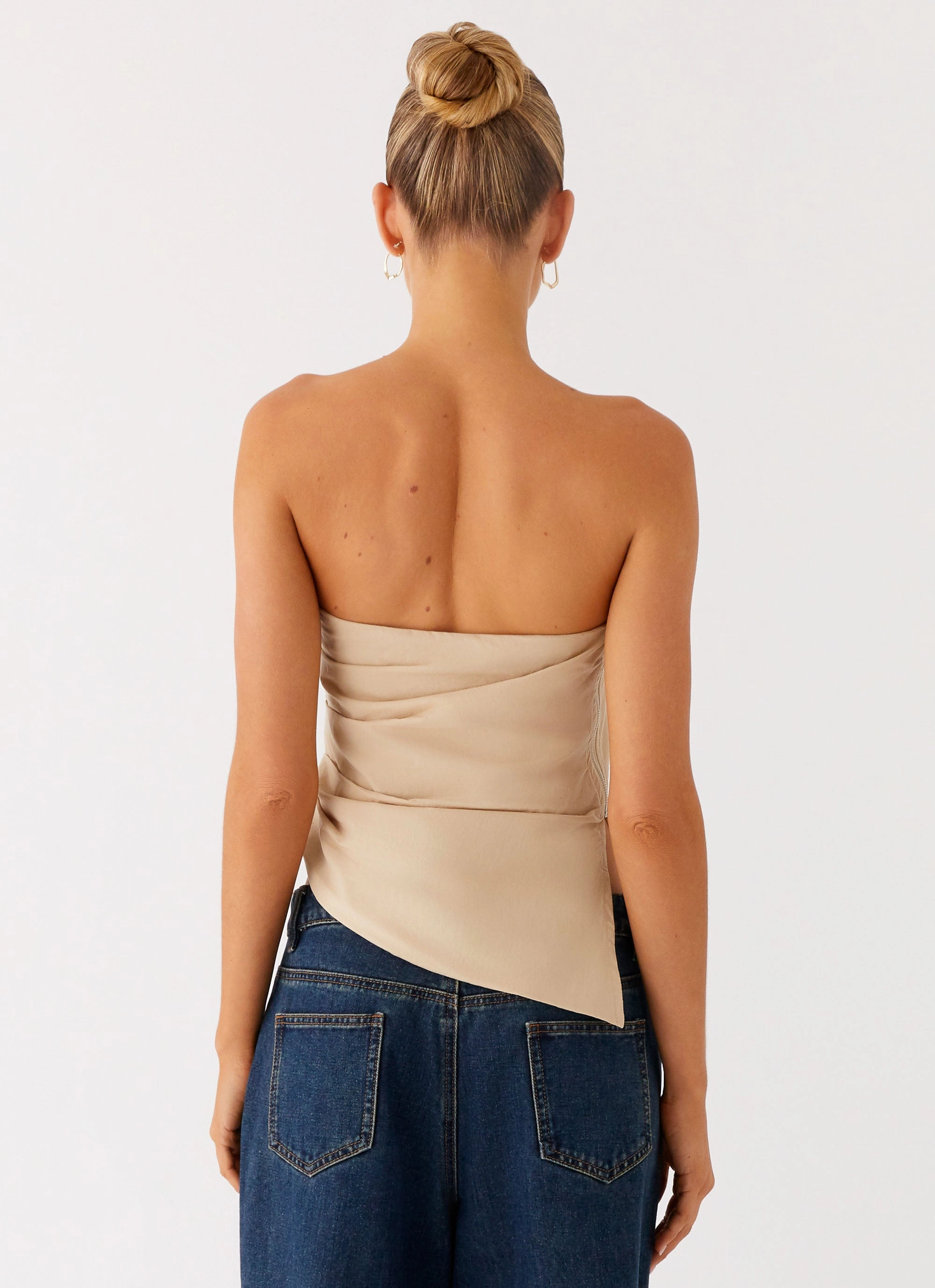 Tear Resistant Weave Briana Strapless Top - Tan