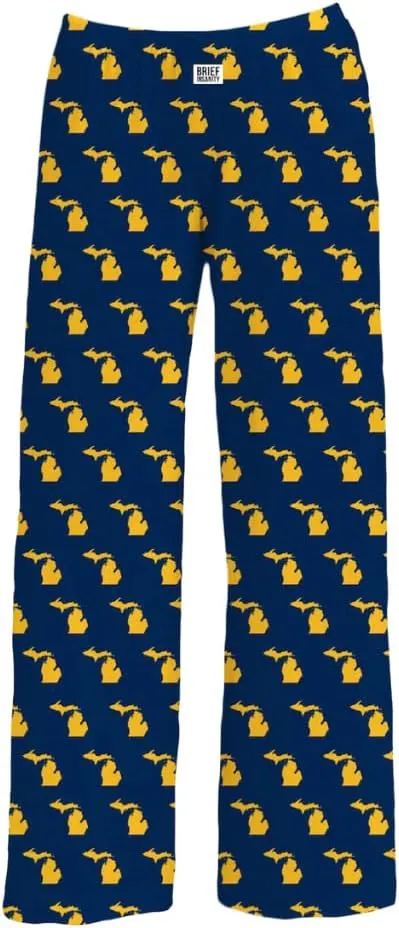 BRIEF INSANITY Michigan State Icon Themed Pajama Pants (S-XXL) Comfy Cool Loungewear Bottoms