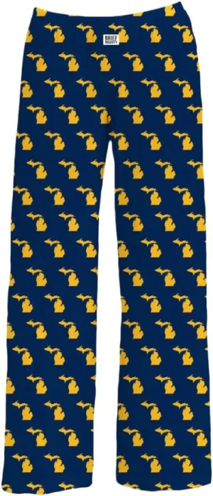BRIEF INSANITY Michigan State Icon Themed Pajama Pants (S-XXL) Comfy Cool Loungewear Bottoms