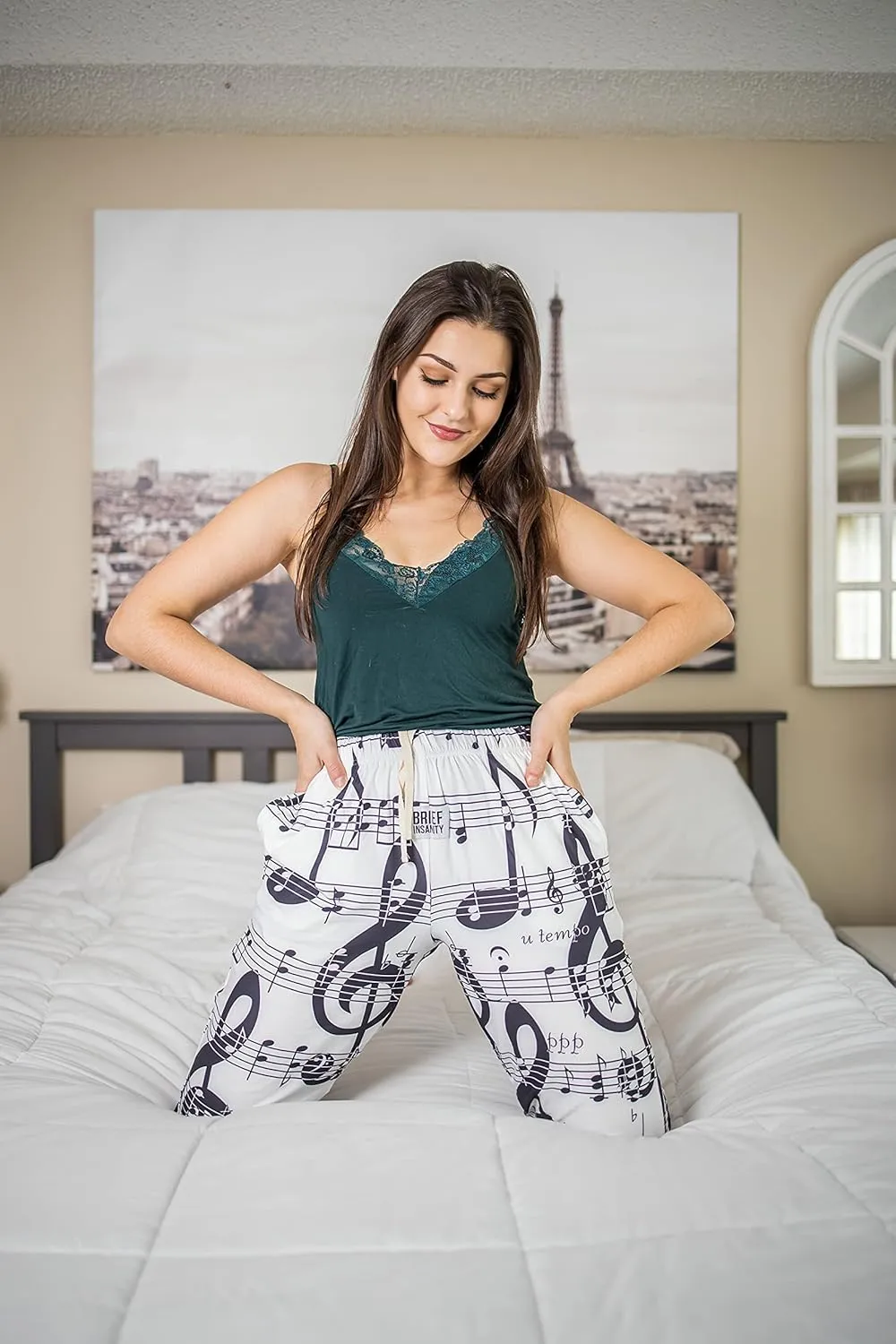 BRIEF INSANITY Music Notes Loungewear Pajama Pants - Lightweight, Loose Fit, Wide Leg Music Pants - Comfy Unisex Sleep Pants