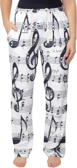 BRIEF INSANITY Music Notes Loungewear Pajama Pants - Lightweight, Loose Fit, Wide Leg Music Pants - Comfy Unisex Sleep Pants