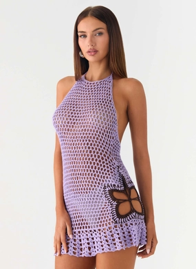 Henley Crochet Mini Dress - Lavender Formal Style