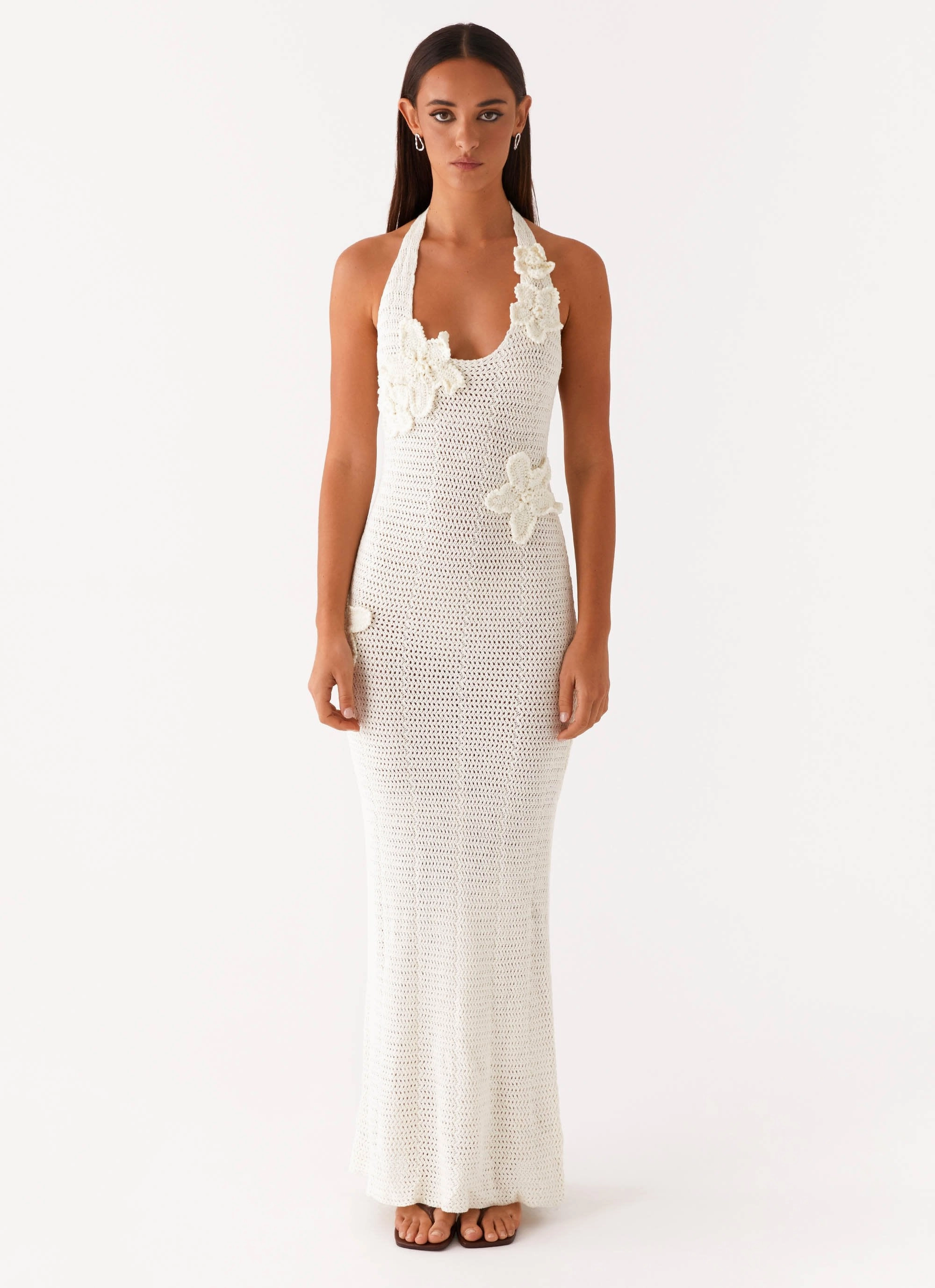 Minimalist feel Body Confidence Novalee Flower Crochet Maxi Dress - Ivory