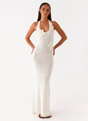 Novalee Flower Crochet Maxi Dress - Ivory Light Appeal Wave Soft