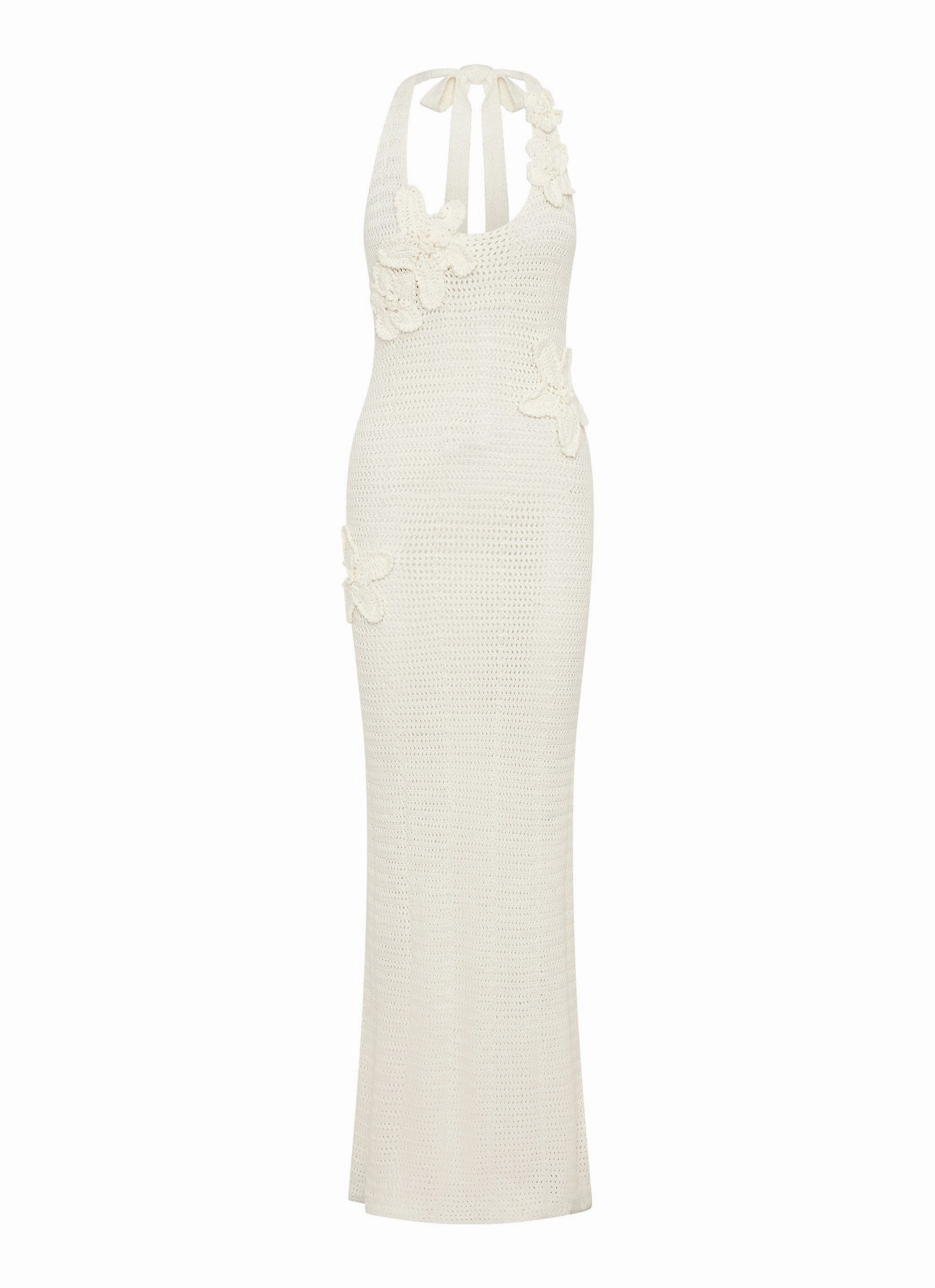 Novalee Flower Crochet Maxi Dress - Ivory Relaxed Style