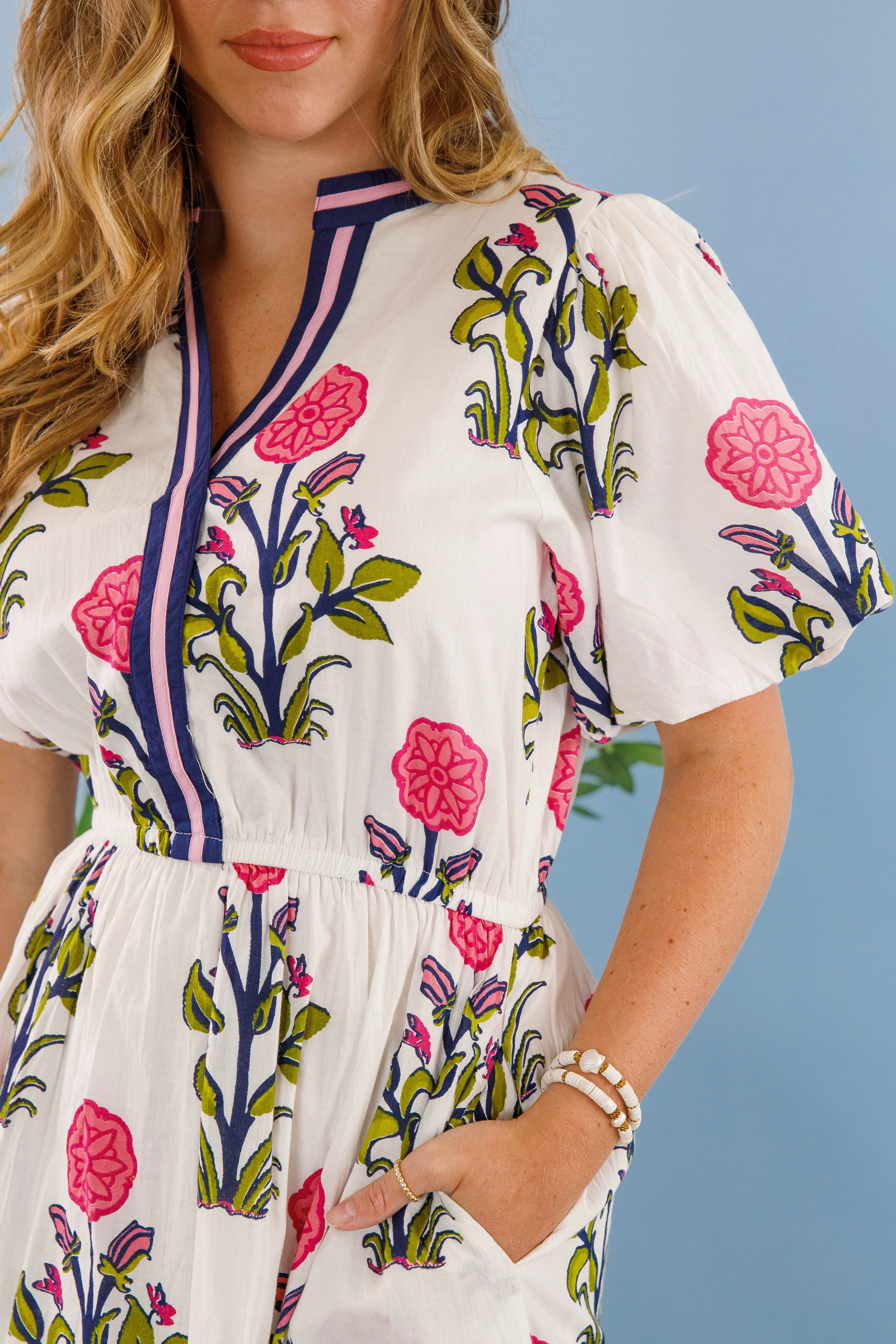 Bring Me Back To Life Midi Dress-White Outdoor Scene