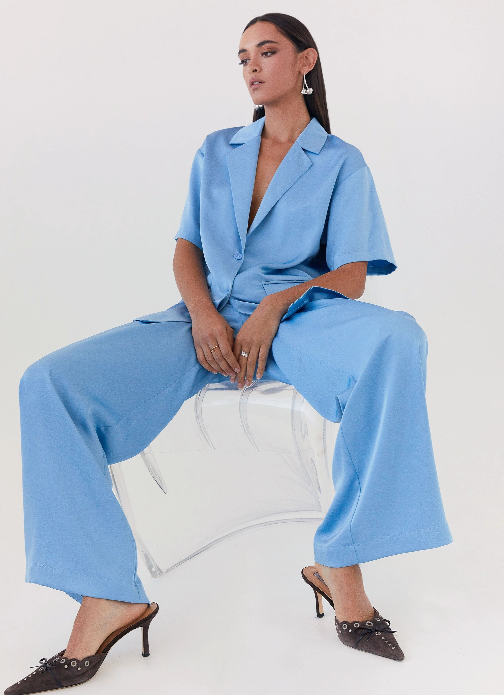 Brinkley Satin Pants - Blue Water Resistant Finish