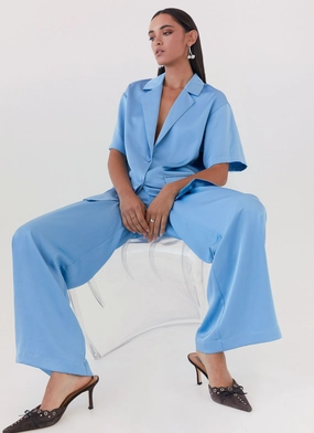 Brinkley Satin Pants - Blue Water Resistant Finish