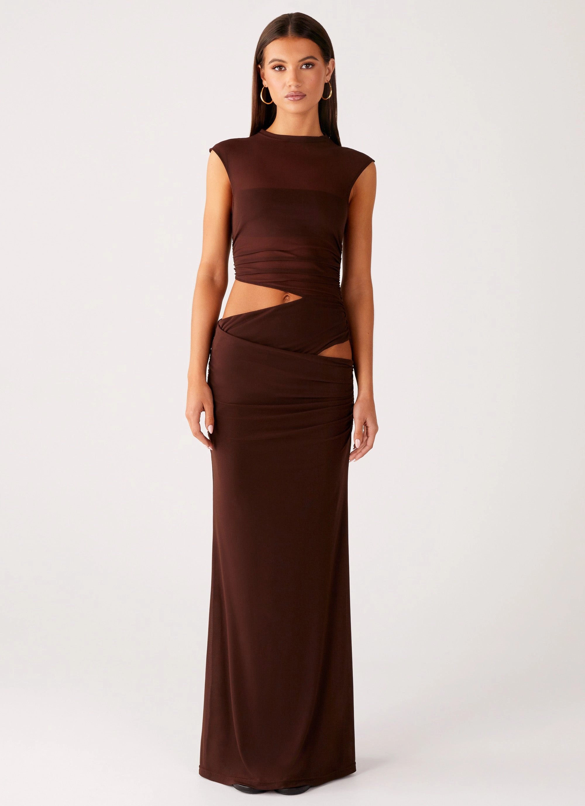 Briony Maxi Dress - Cool Chocolate Subtle Charm