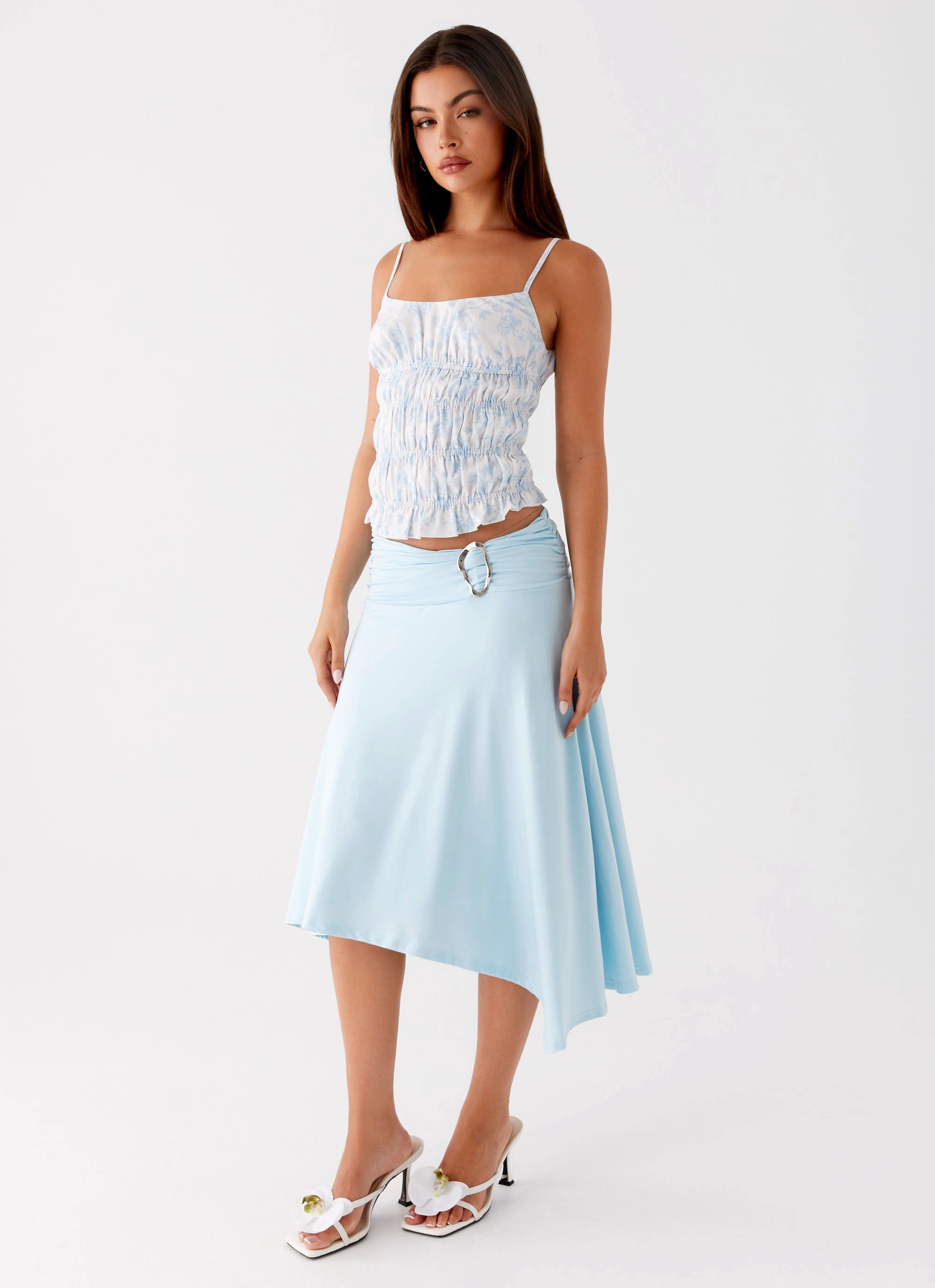 Brisa Midi Skirt - Turquoise Polyester fabric Performance Wear