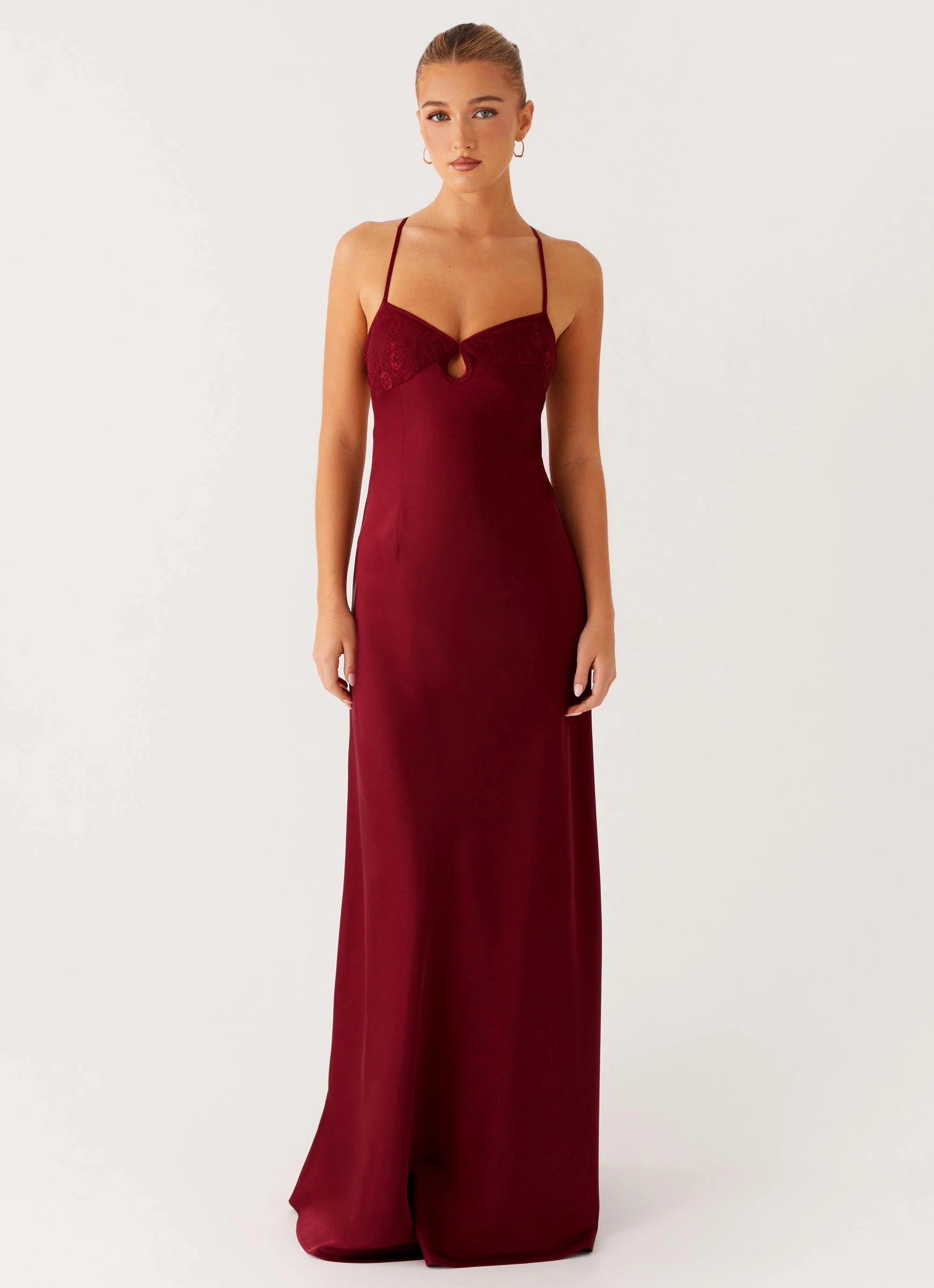 Tailored Elegance Resort Outfit Joanie Maxi Dress - Maroon