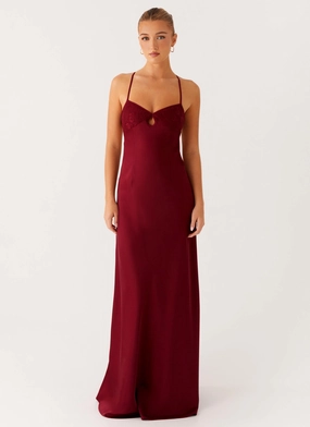 Tailored Elegance Resort Outfit Joanie Maxi Dress - Maroon
