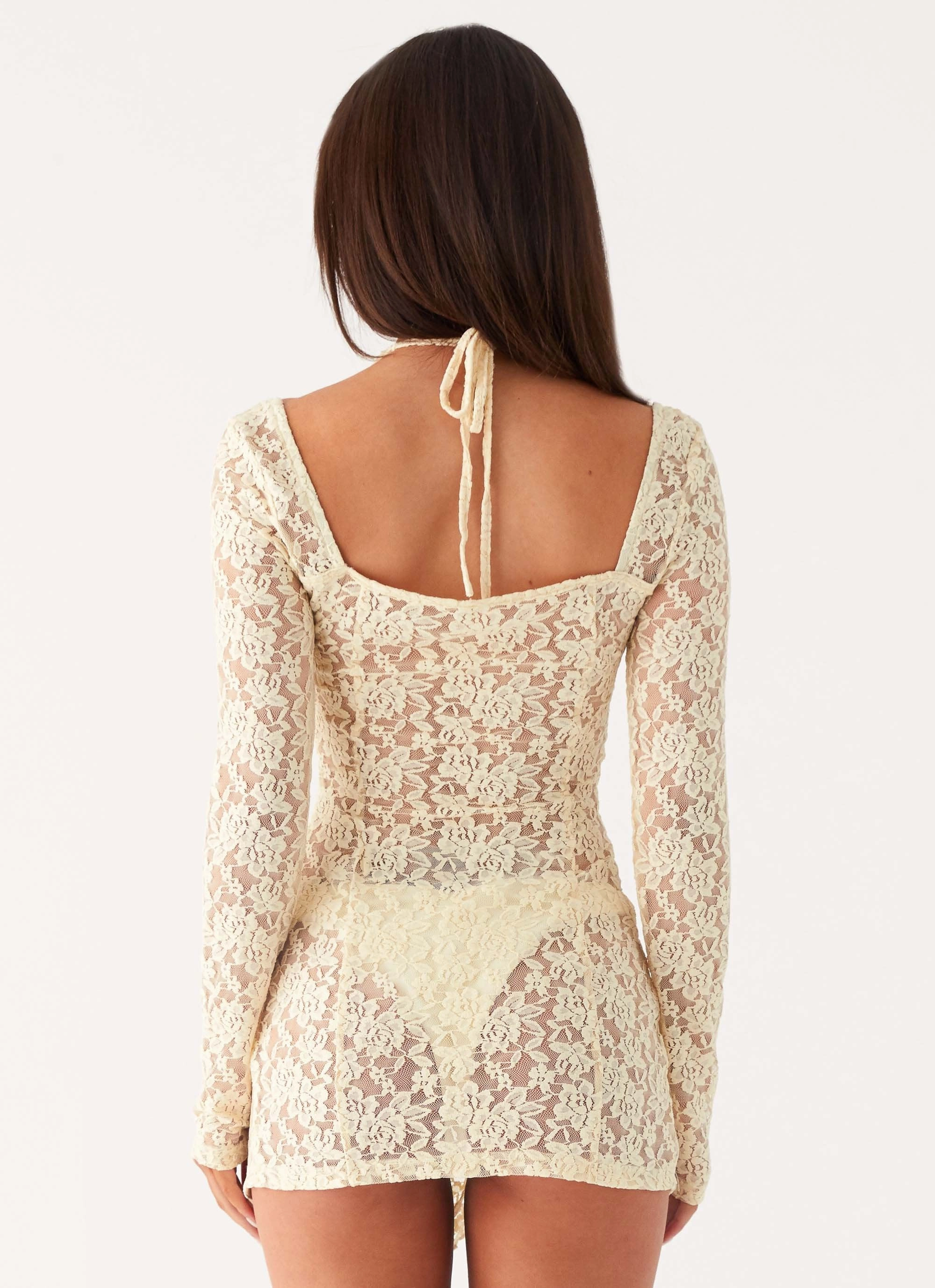 Durable-Fabric Casual Elegance Rarri Lace Mini Dress - Ivory