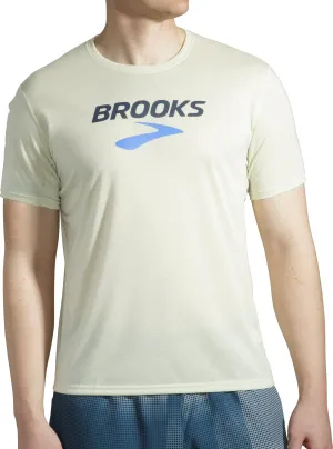Brooks Distance Graphic Short Sleeve Mens Running Top - Yellow