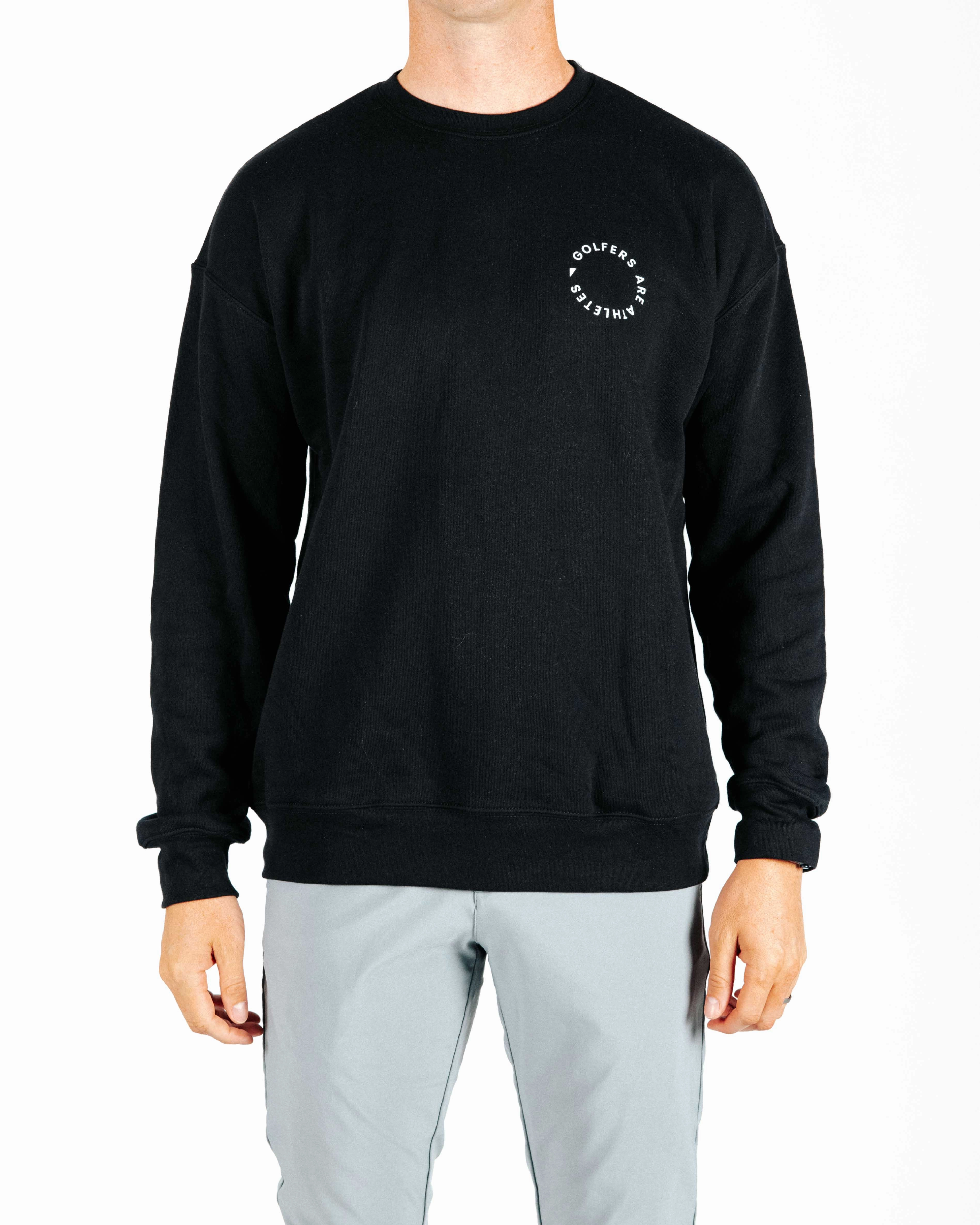 UPF Protective Fabric VNeck Style Golfers Are Athletes - Black Crew Neck