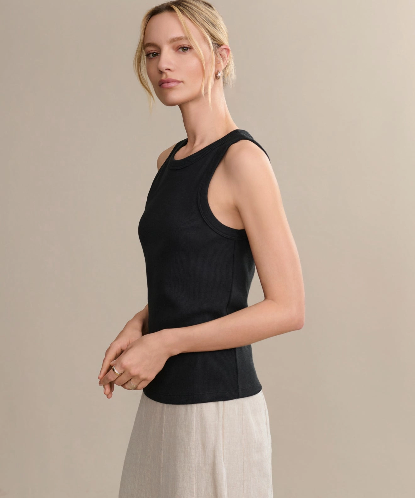 ribbed texture Cotton Rib Tank
