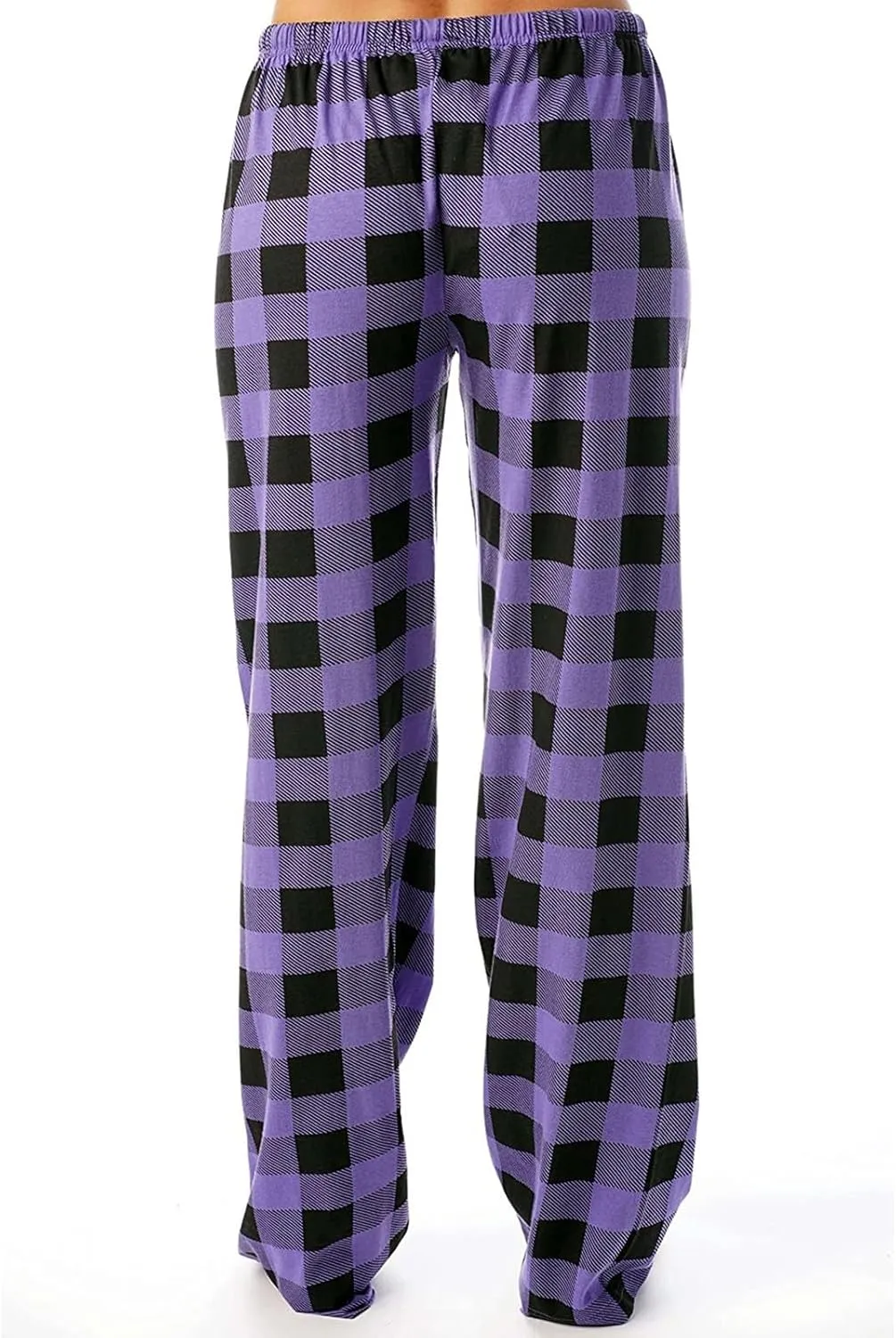 Buffalo Plaid Christmas Pajama Pants Womens Soft Cotton Pj Pants Drawstring High Waist Sleep Pants Wide Leg Pants