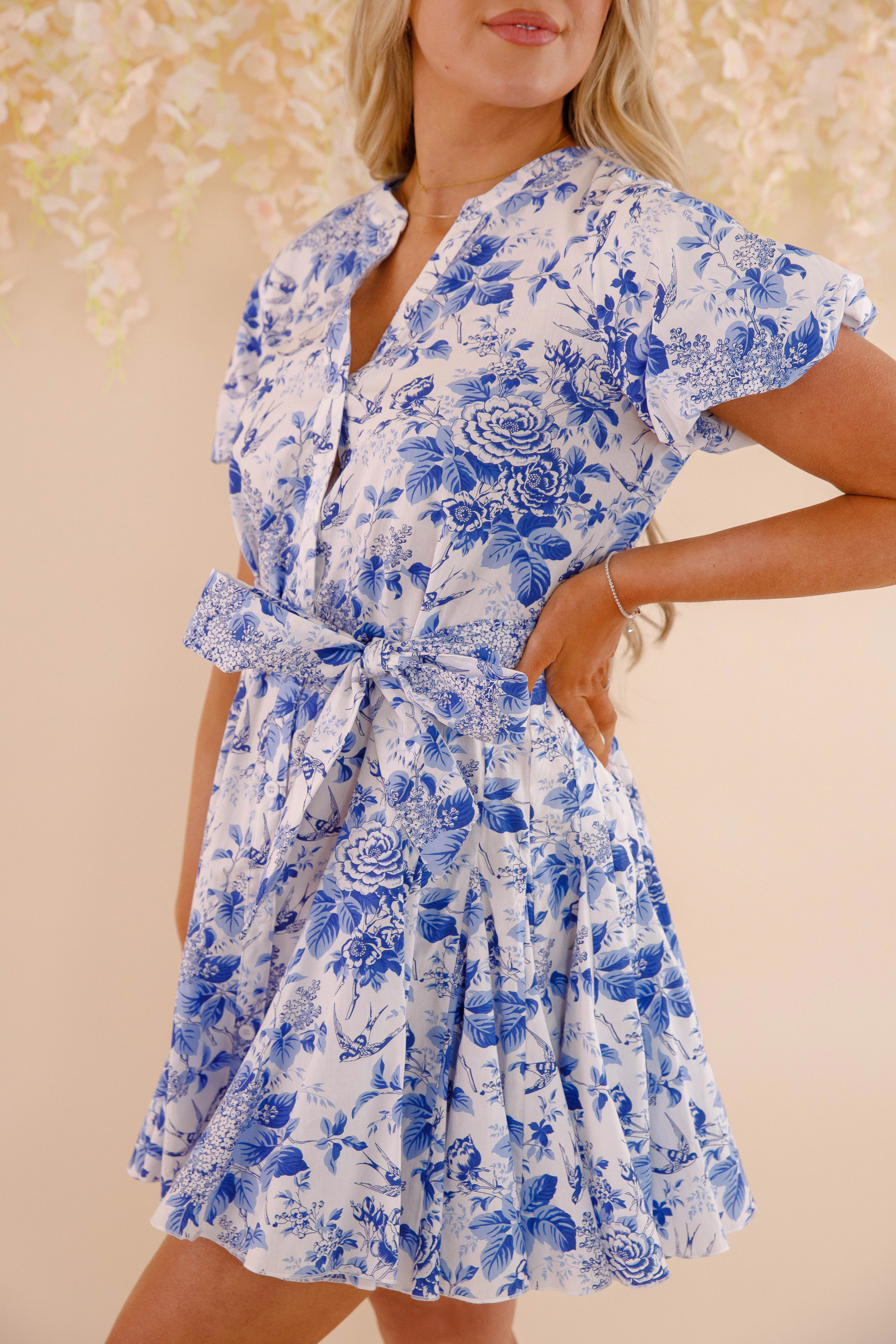 Side Pleats Building Character Dress-Navy