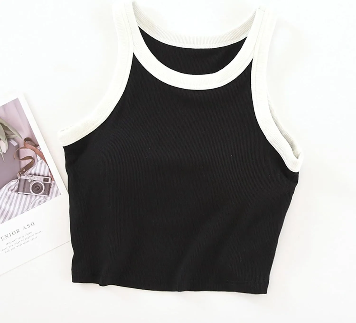 Built in Bra Tank Tops for Women Padded Sleeveless Crop Camisole Comfy Knit Lounge T Shirts Summer Casual Tops