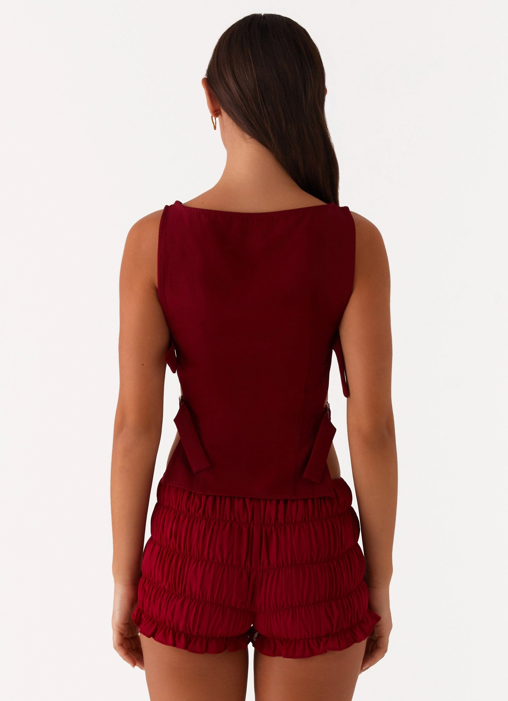 Stretchy Top AntiStatic Treatment Cherish You Buckle Top - Maroon