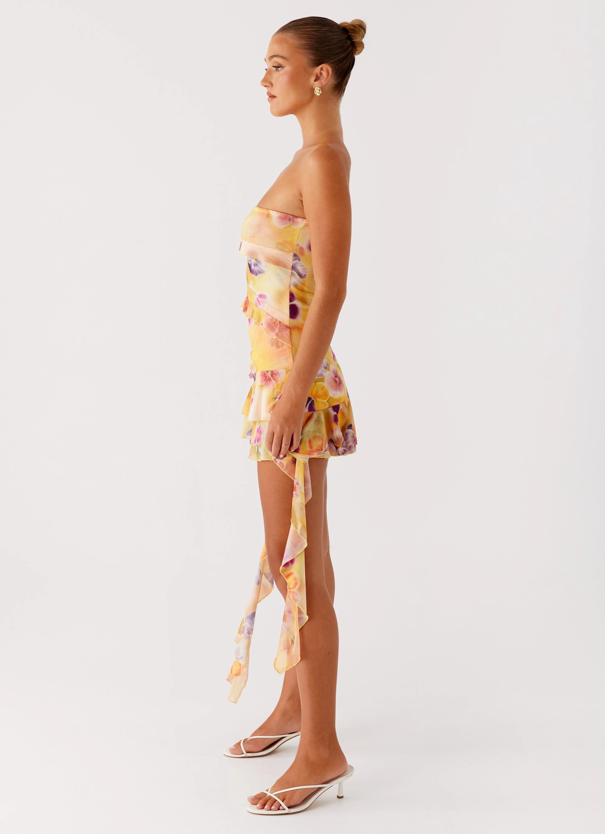 Gradient Shade Fringe-Detail Macey Mini Dress - Sunburst Floral