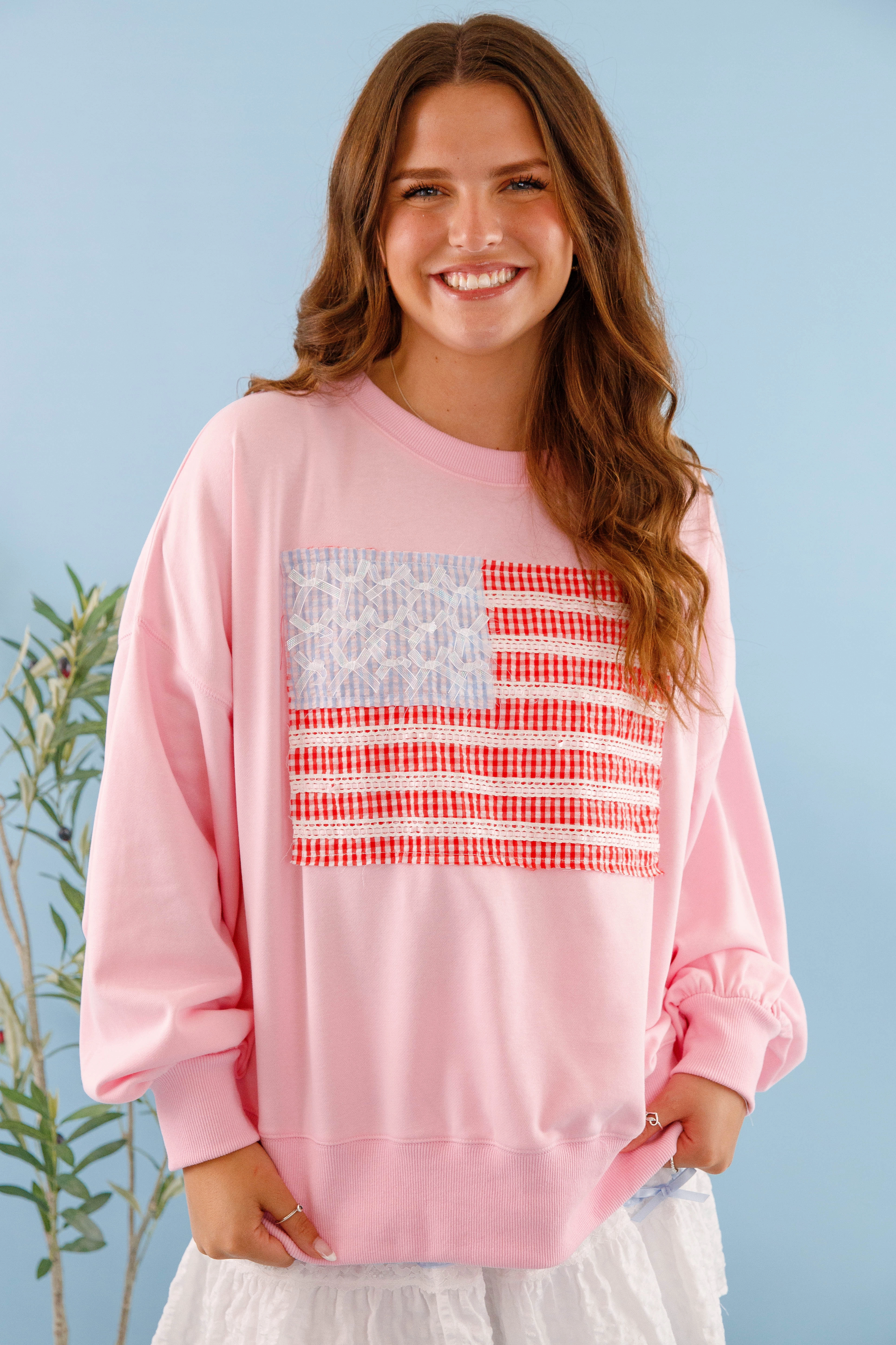 HighDensityFoam Reflective Trims America's Sweetheart Pullover-Pink