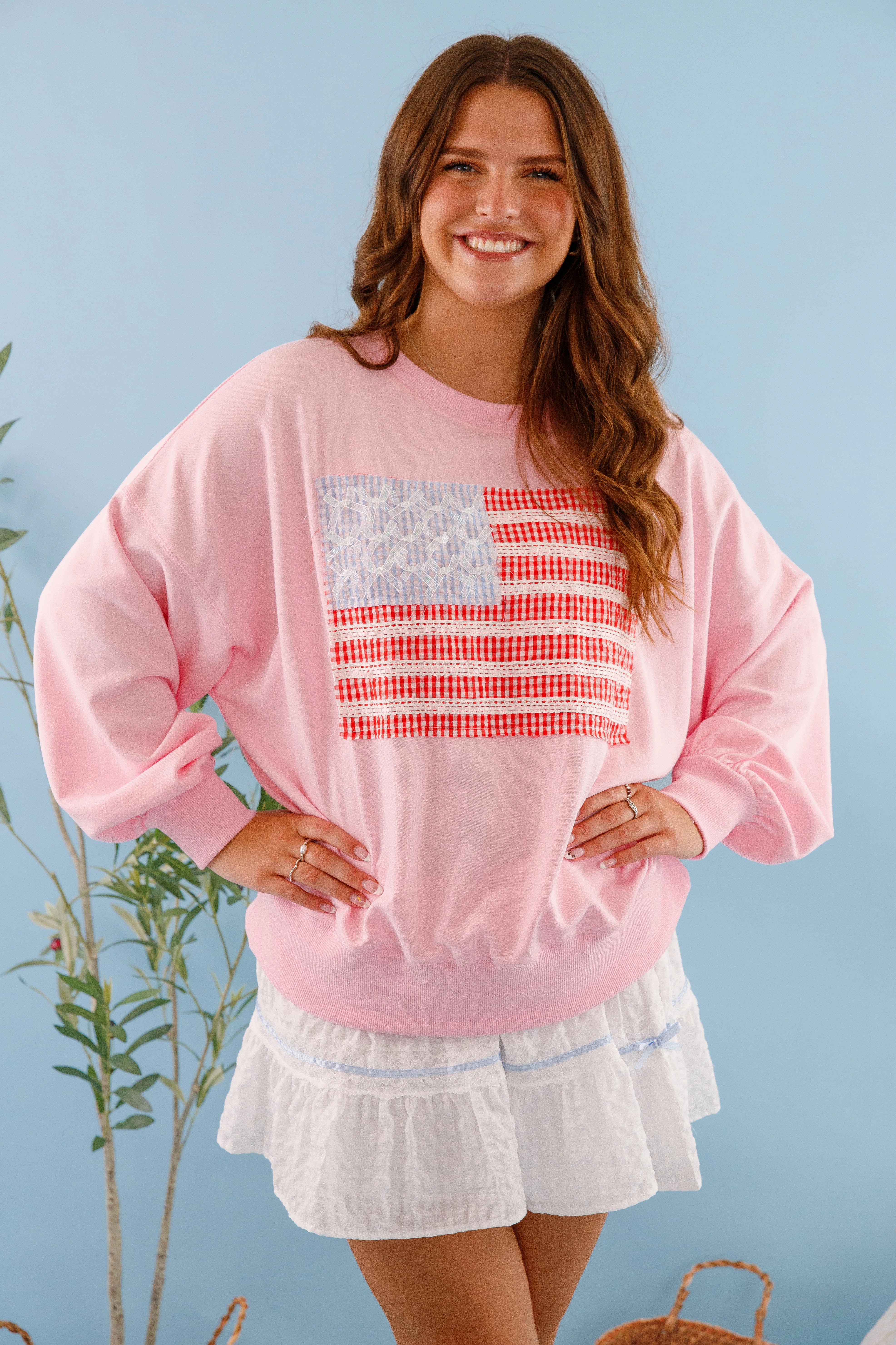 America's Sweetheart Pullover-Pink Resilient Fabric Blend
