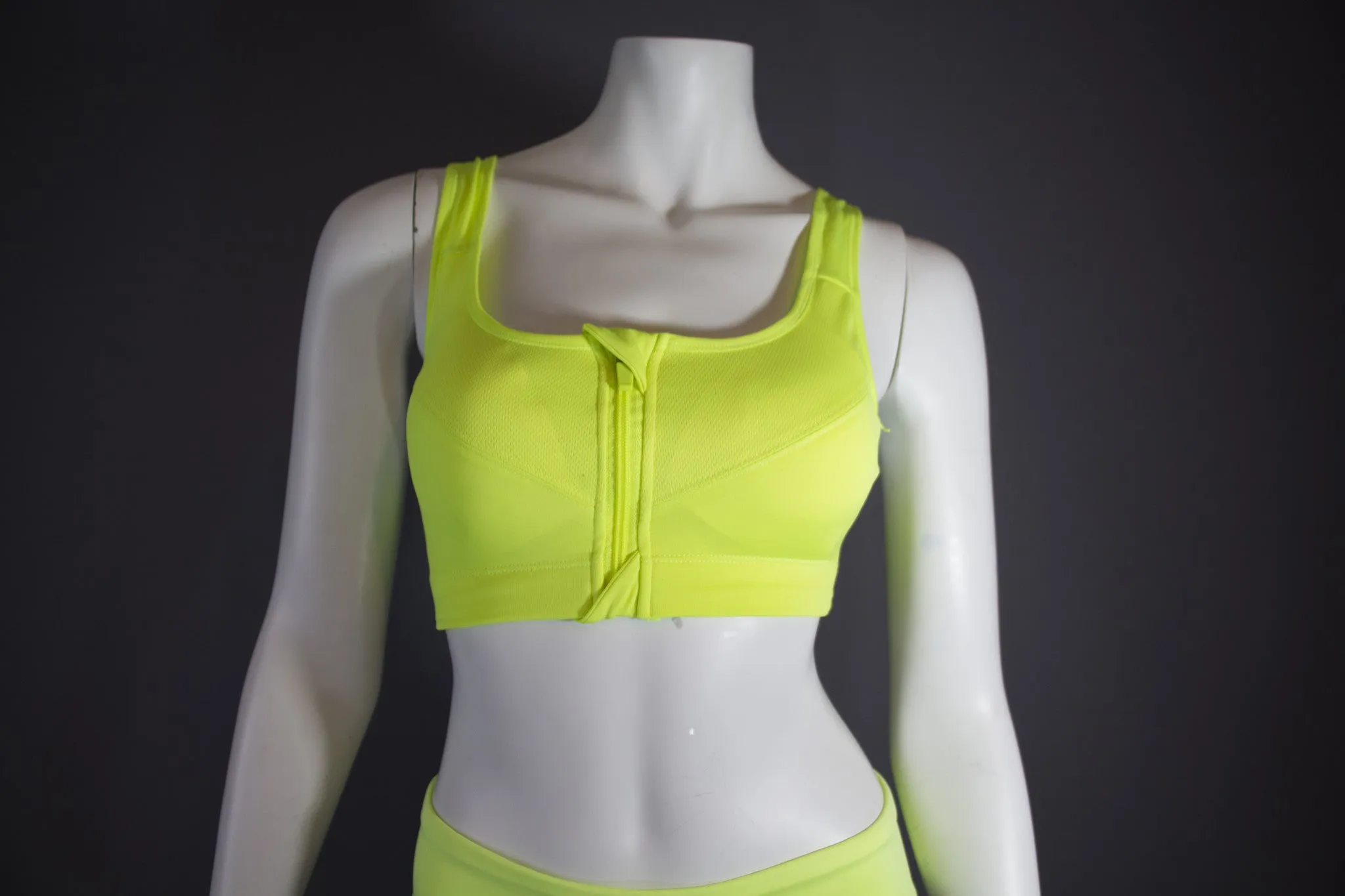 Buudah Stylistic front zip up sports bra - Neon Yellow