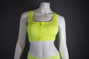Buudah Stylistic front zip up sports bra - Neon Yellow
