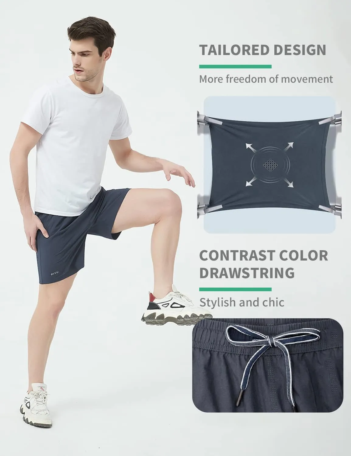 BVVU Men's Quick Dry Gym Workout Shorts with Pockets 7" Lightweight Running Athletic Shorts for Outdoor Casual