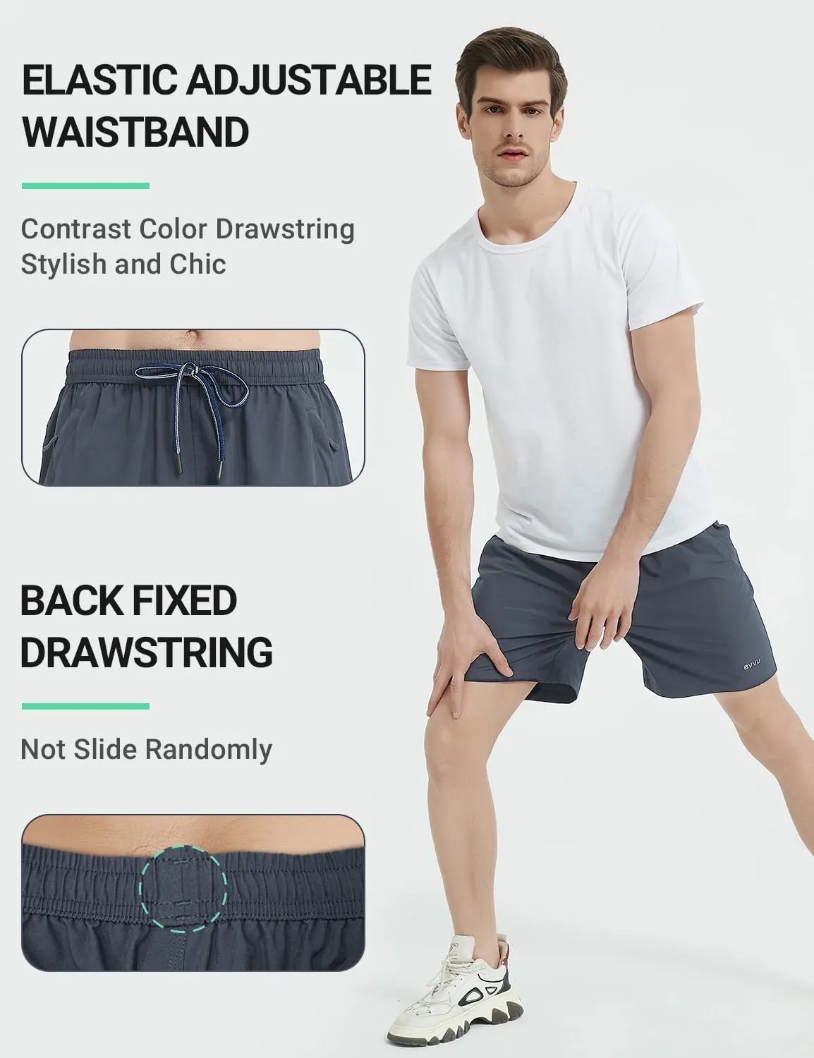 BVVU Men's Quick Dry Gym Workout Shorts with Pockets 7" Lightweight Running Athletic Shorts for Outdoor Casual