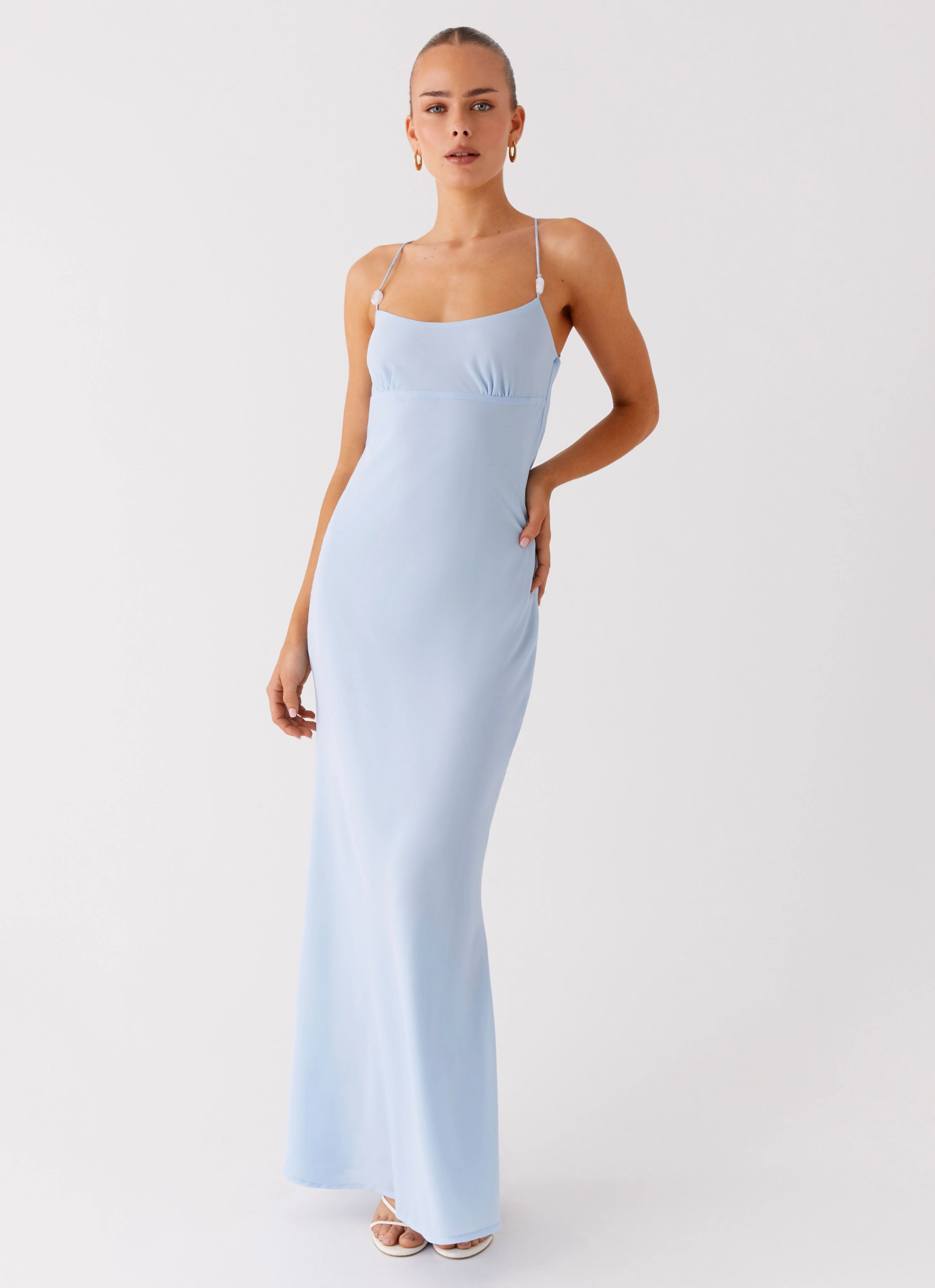 Cabello Maxi Dress - Pale Blue Event Perfect Understated Elegance