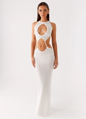 Modern Waist Nordic Calm Caicos Crochet Maxi Dress - White