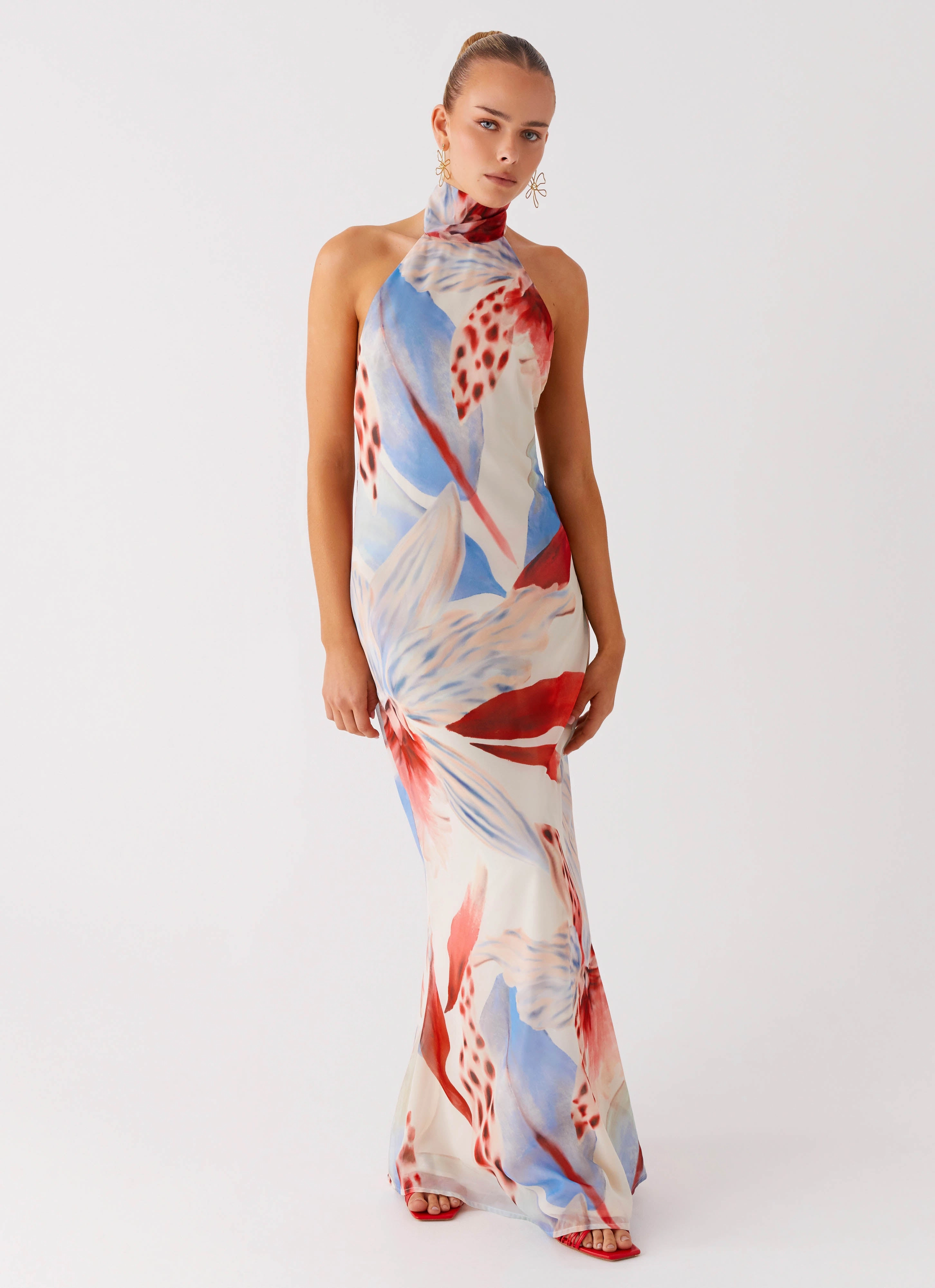 California Maxi Dress - Deep Sea Bloom Basic Fashion Trendy wrap gown
