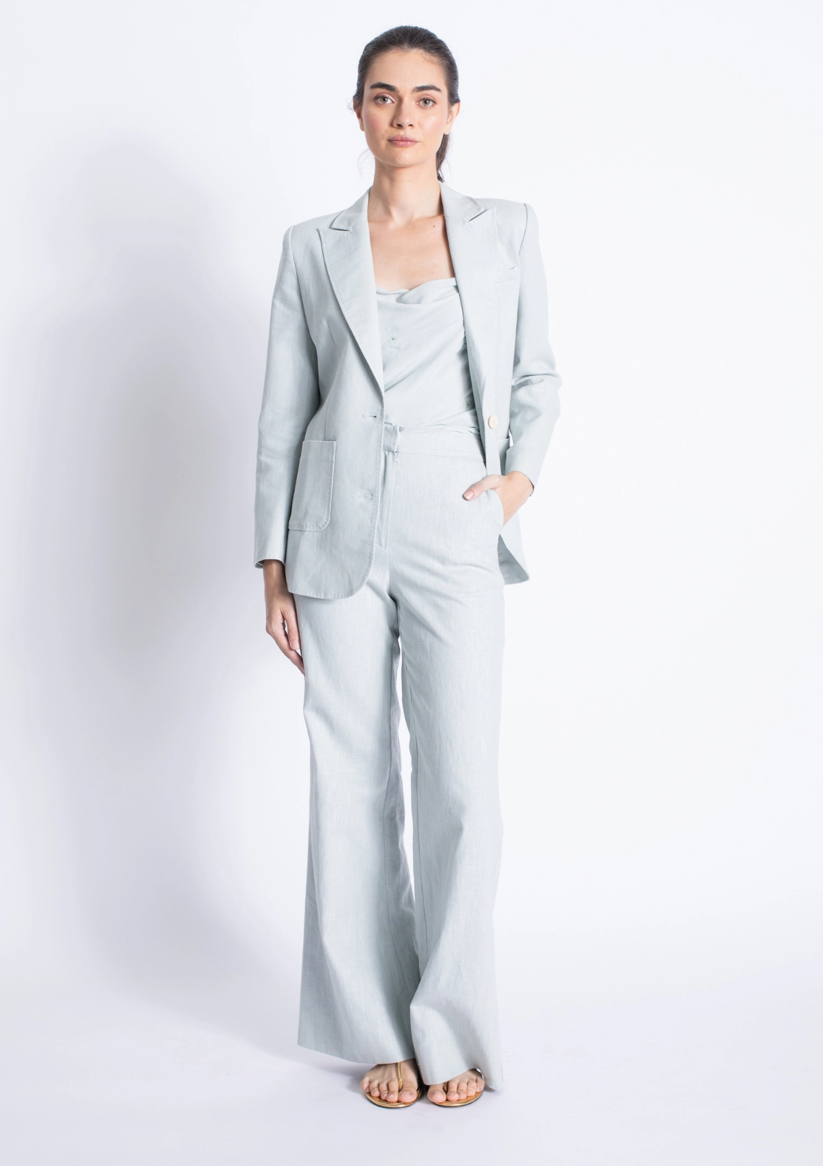 Airflow Weave Pattern MoistureWicking Material Caliz Linen Blazer