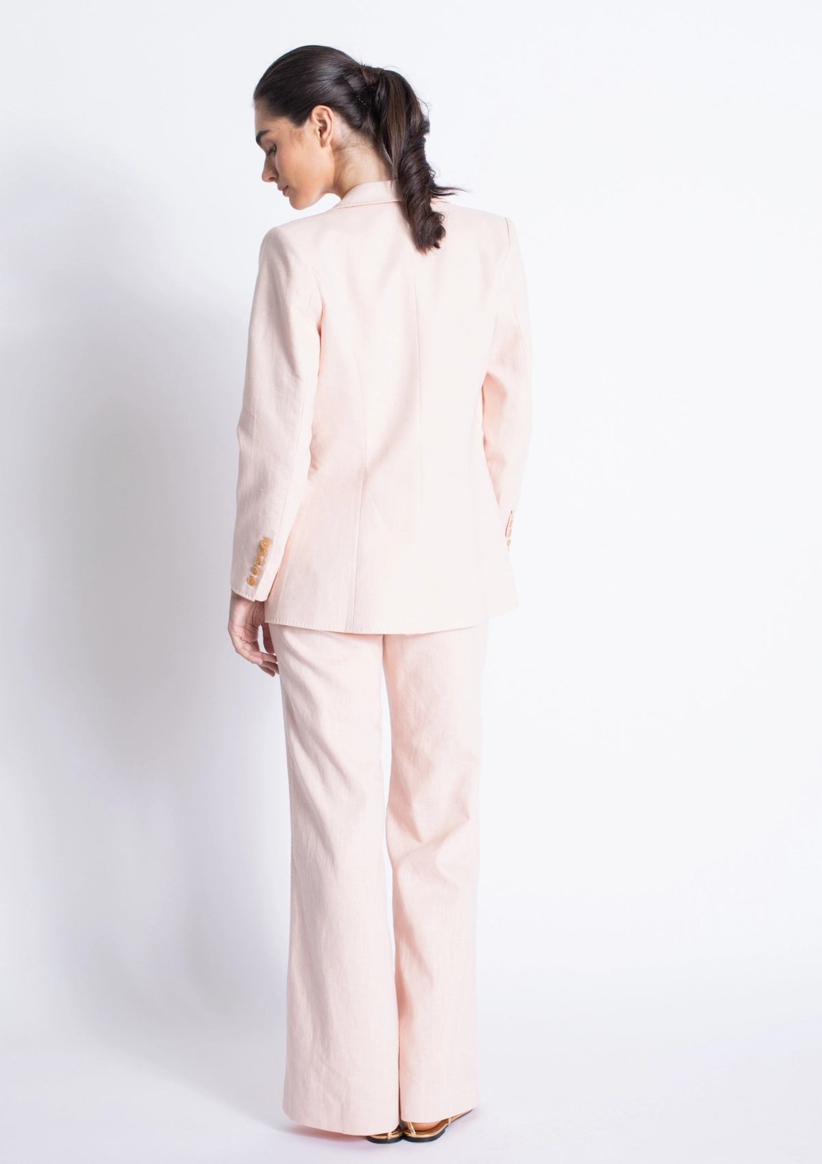 Caliz Linen Blazer Hot Weather High Neckline Structure