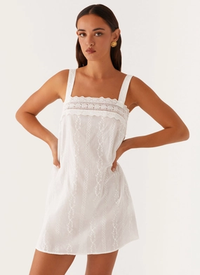 Calla Broderie Mini Dress - White Relaxed Movement