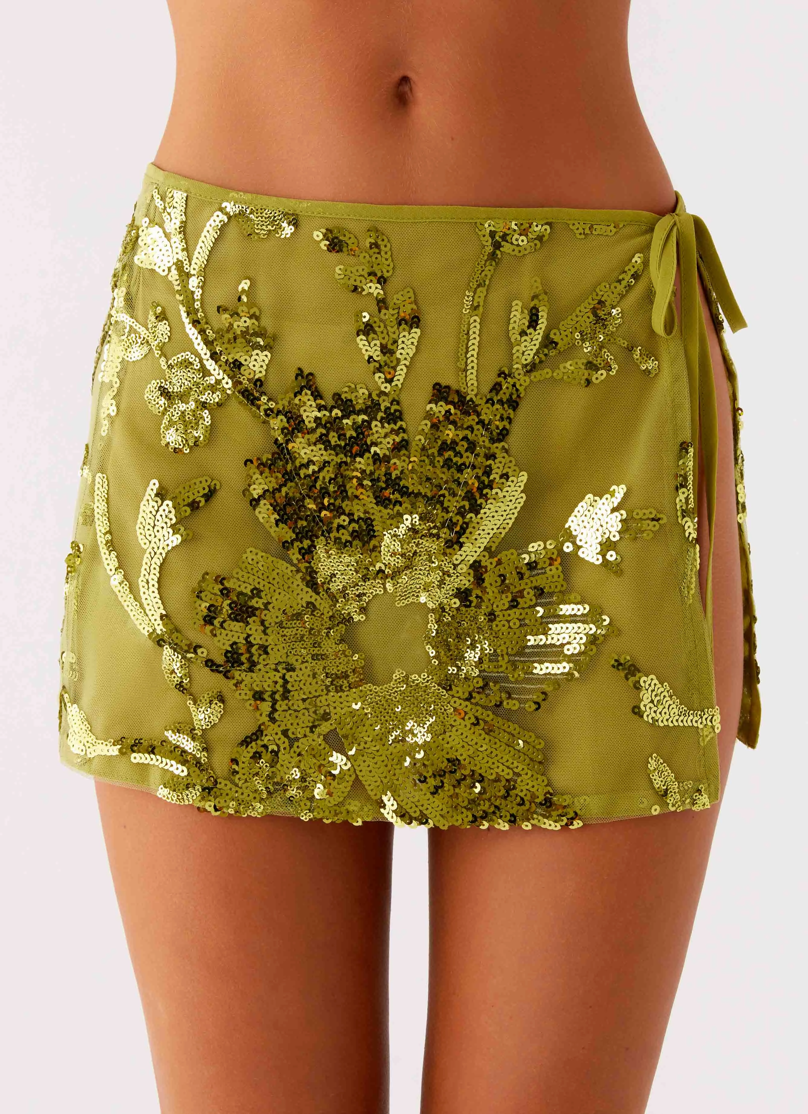 Cancun Sequin Mini Skirt - Lime Odor control