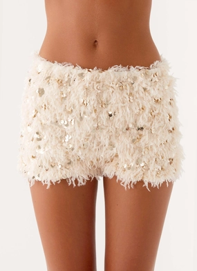 Durable Activewear Candy Sequin Mini Shorts - White