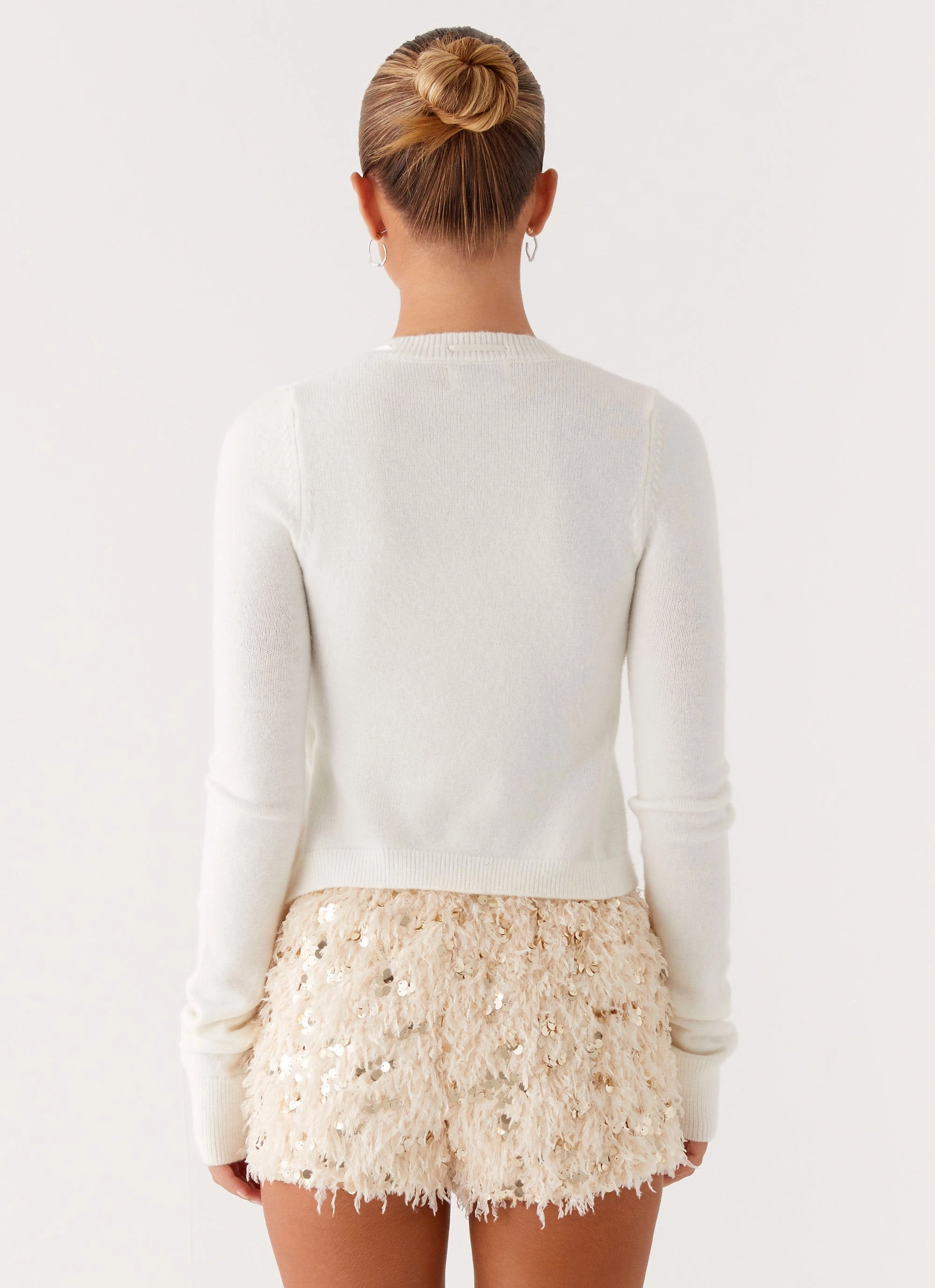 Candy Sequin Mini Shorts - White Soft and Stretchy Heat Control