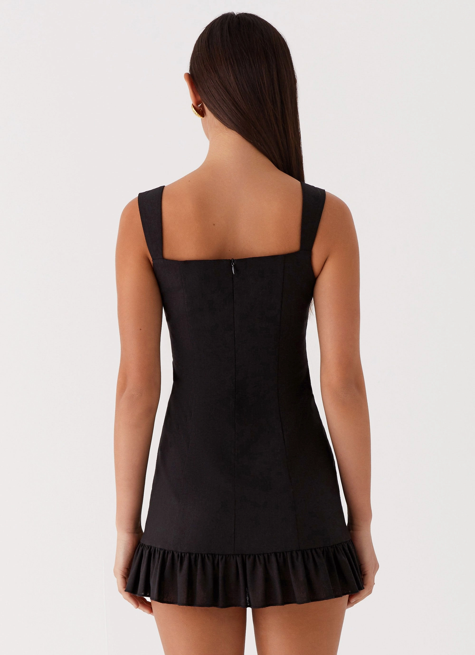 Kamielle Frill Mini Dress - Black Luxe Comfort Everyday Piece