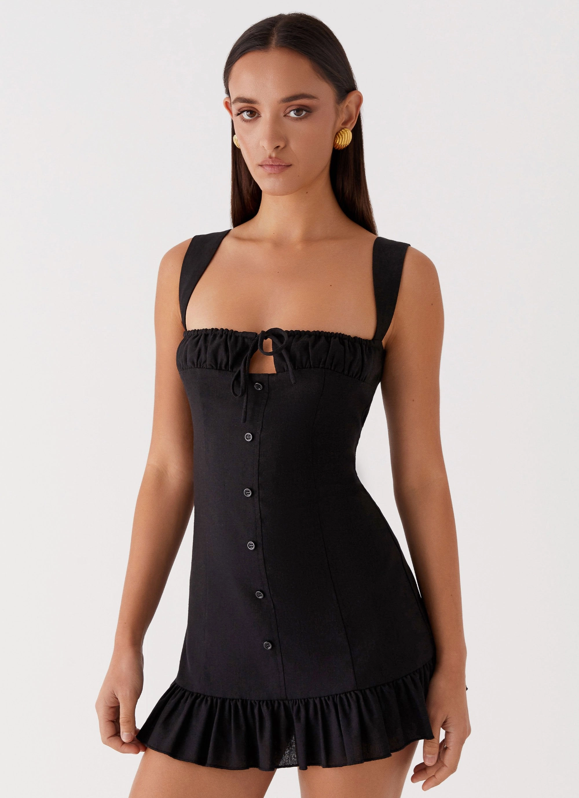 Kamielle Frill Mini Dress - Black Simple Spirit