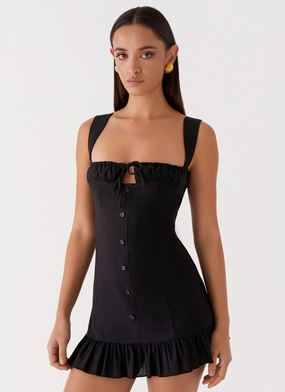Kamielle Frill Mini Dress - Black Simple Spirit