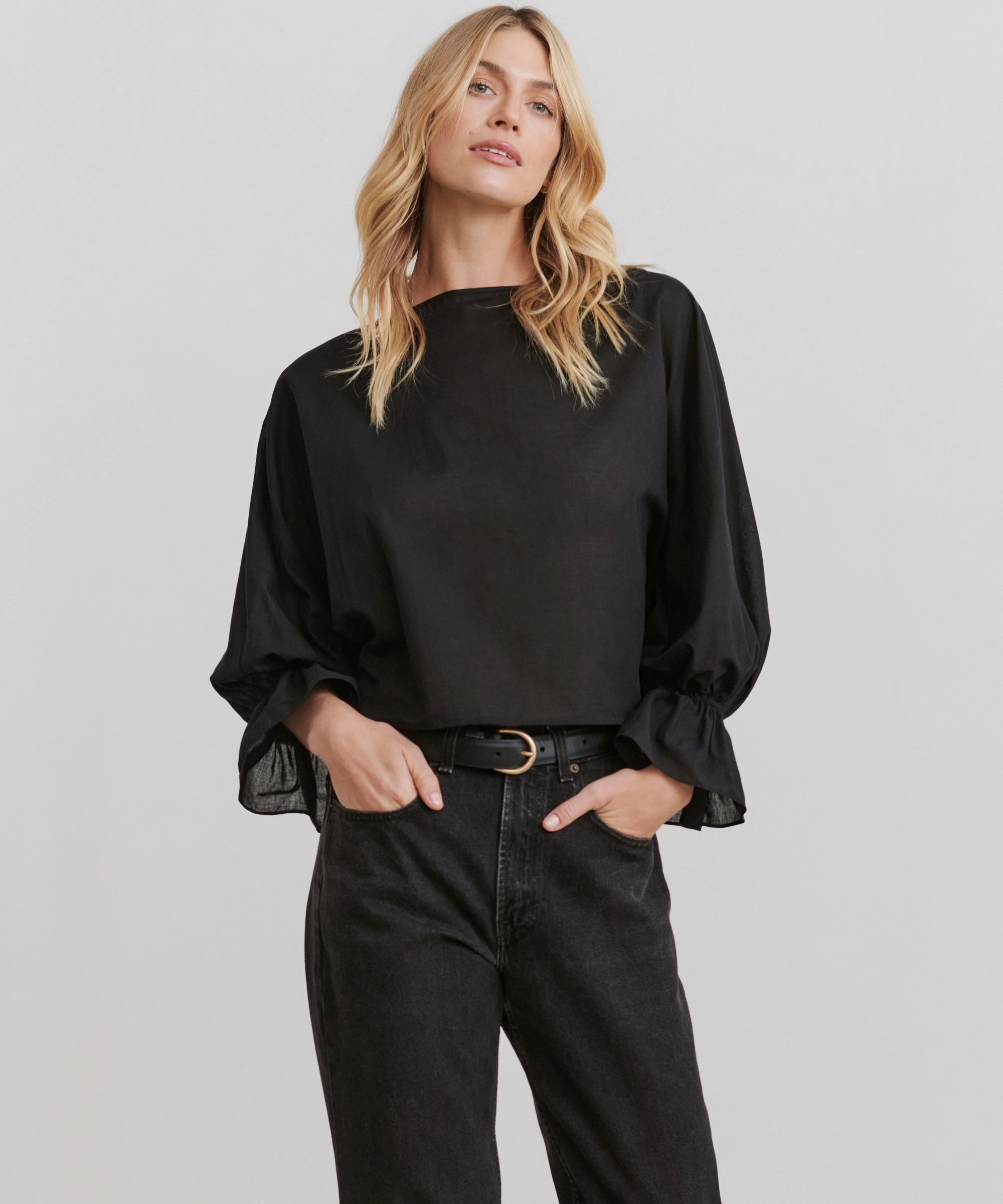 EthicallySourced Stretch Fit Top Cape Blouse
